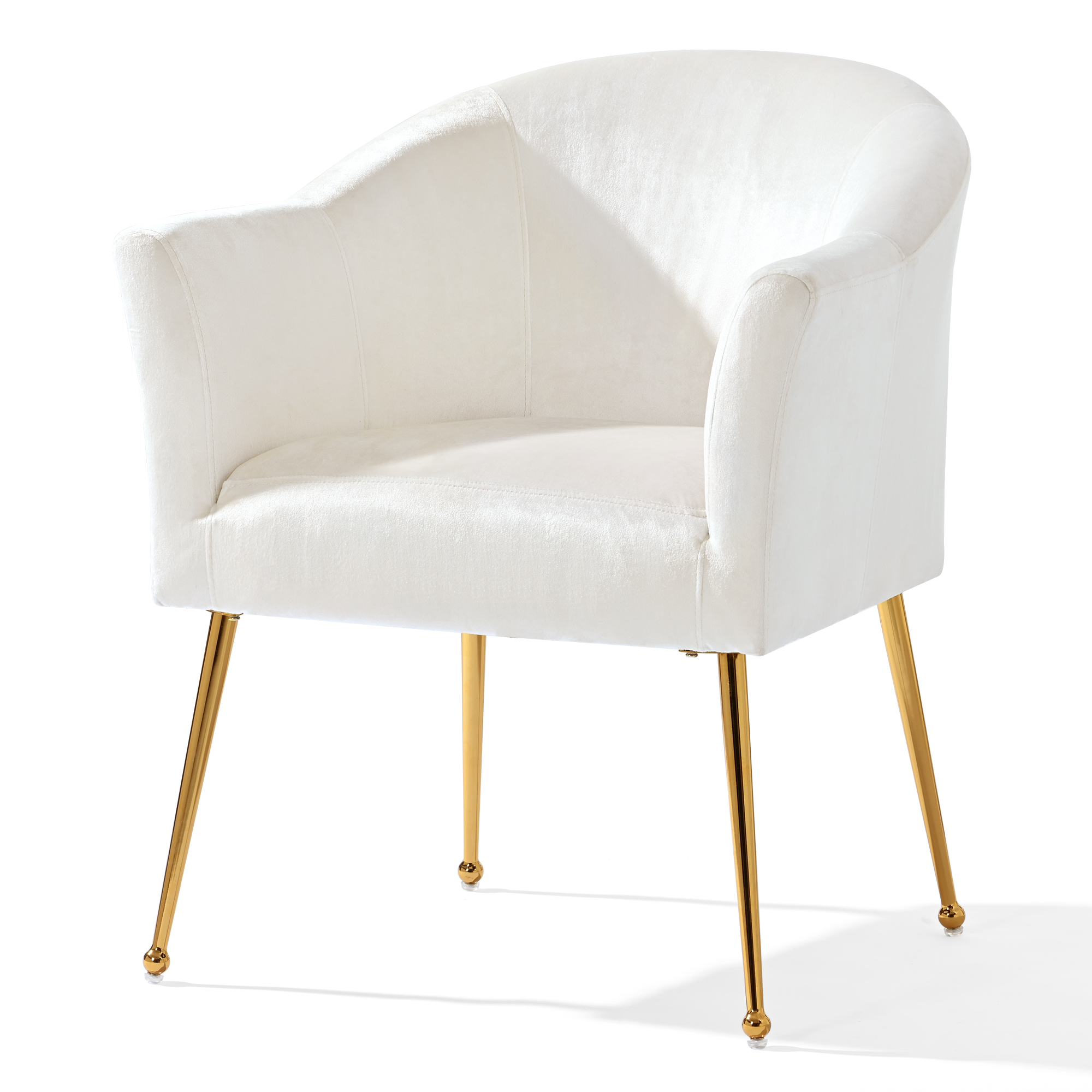 Spaco Velvet Accent Chair with Wood Frame, Modern Armchair Single Reading Chair for Living Room Bedroom Office, White