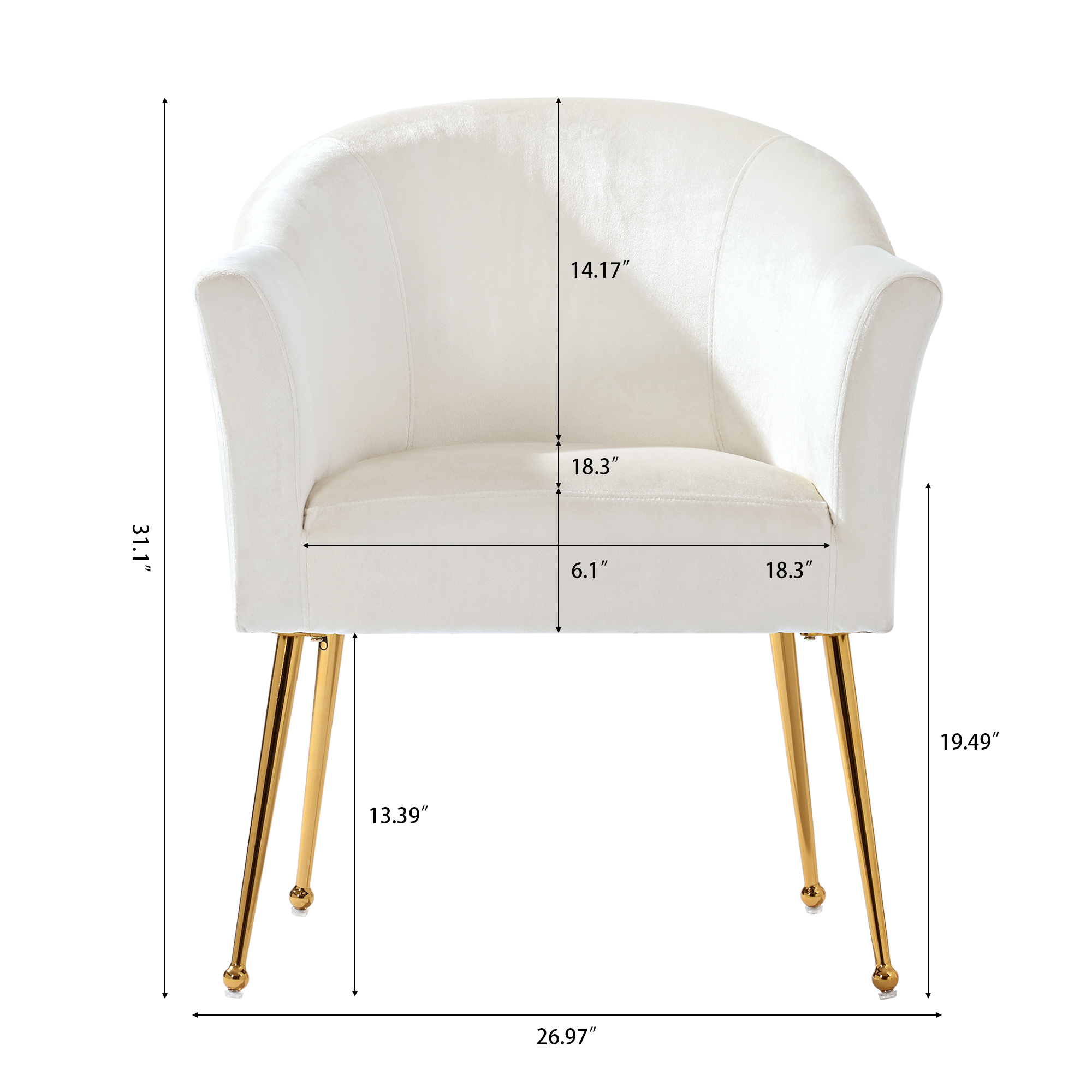 Spaco Velvet Accent Chair with Wood Frame, Modern Armchair Single Reading Chair for Living Room Bedroom Office, White