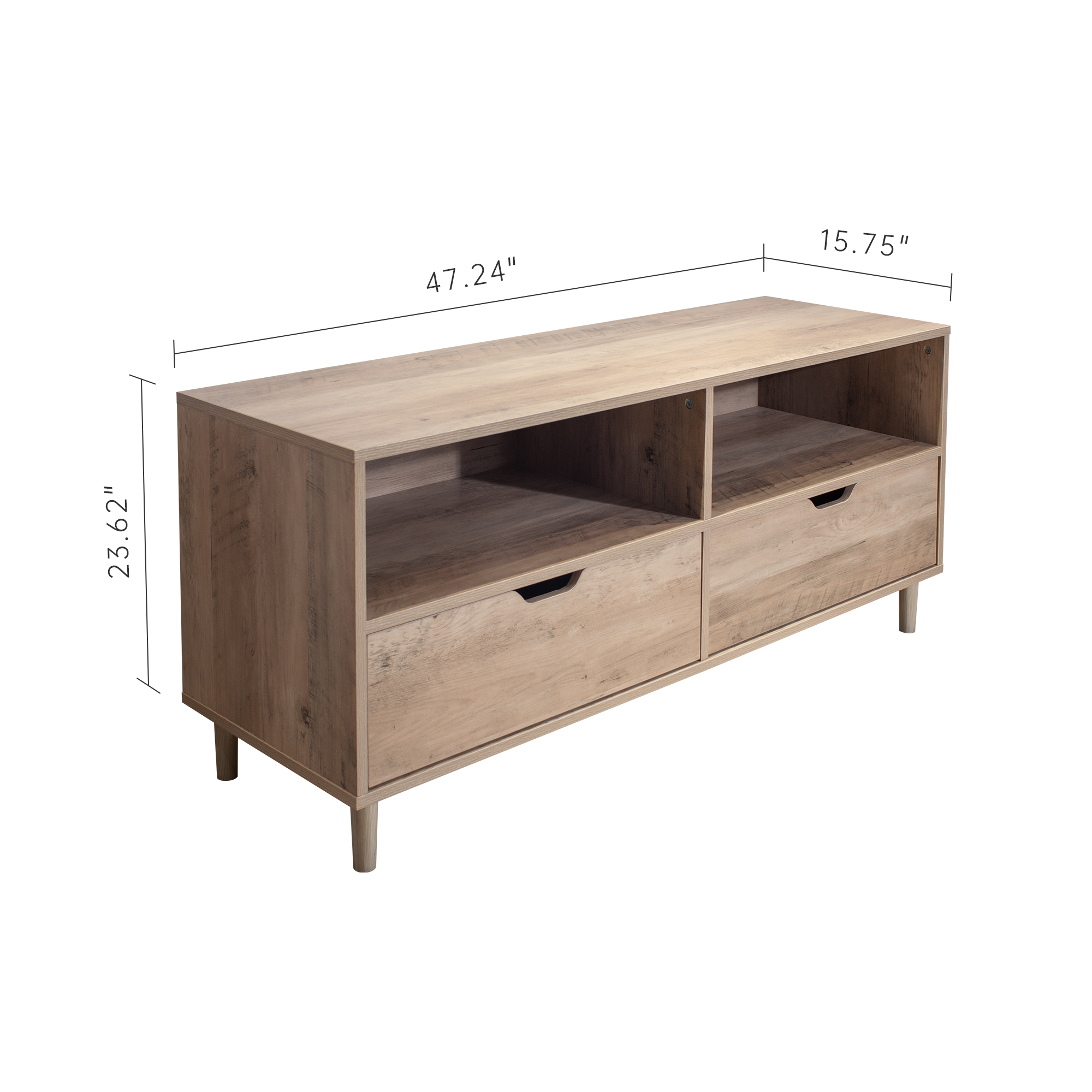 Spaco TV Stand with 2 Doors for TVs up to 50" Open Shelves, Oak