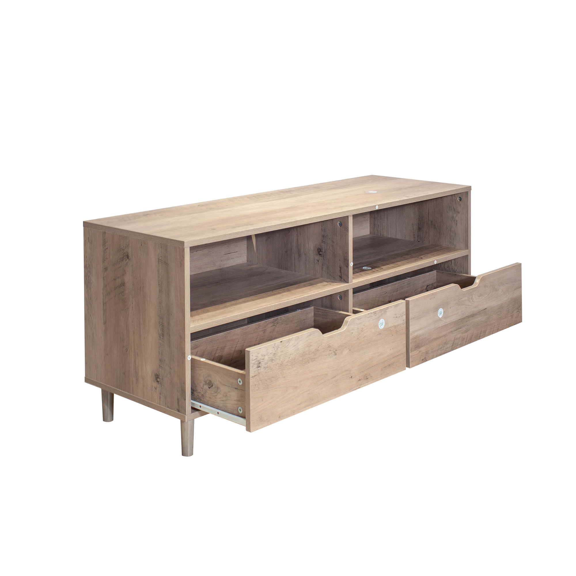 Spaco TV Stand with 2 Doors for TVs up to 50" Open Shelves, Oak