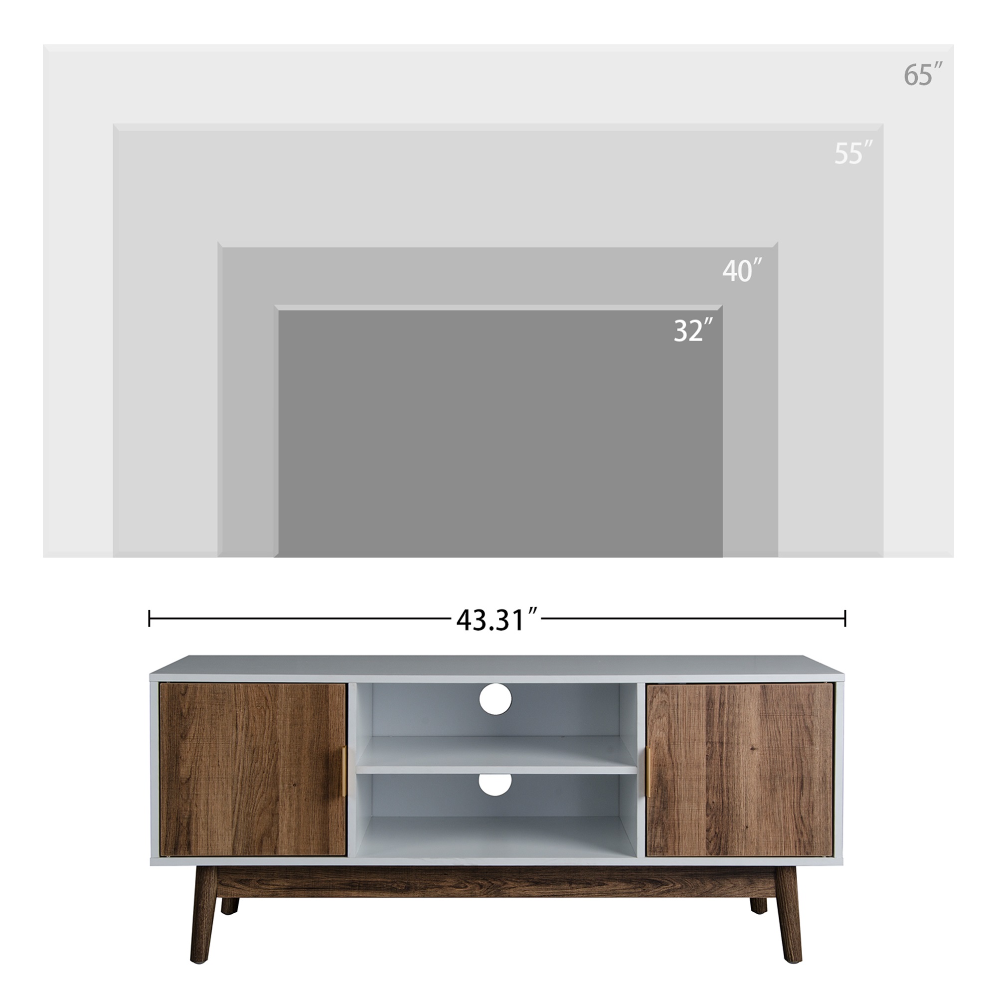 Spaco TV Stand with 2 Doors for TVs up to 45" with Storage for Living Room