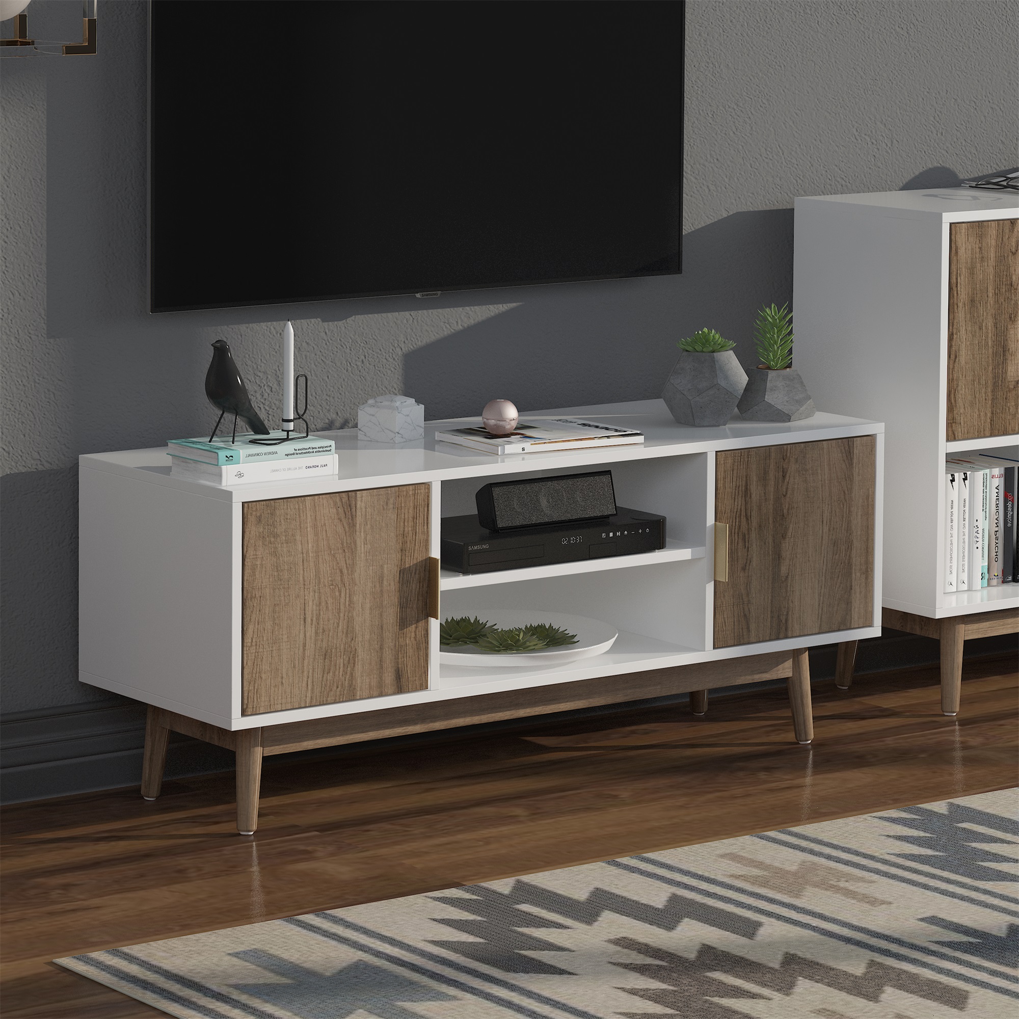 Spaco TV Stand with 2 Doors for TVs up to 45" with Storage for Living Room