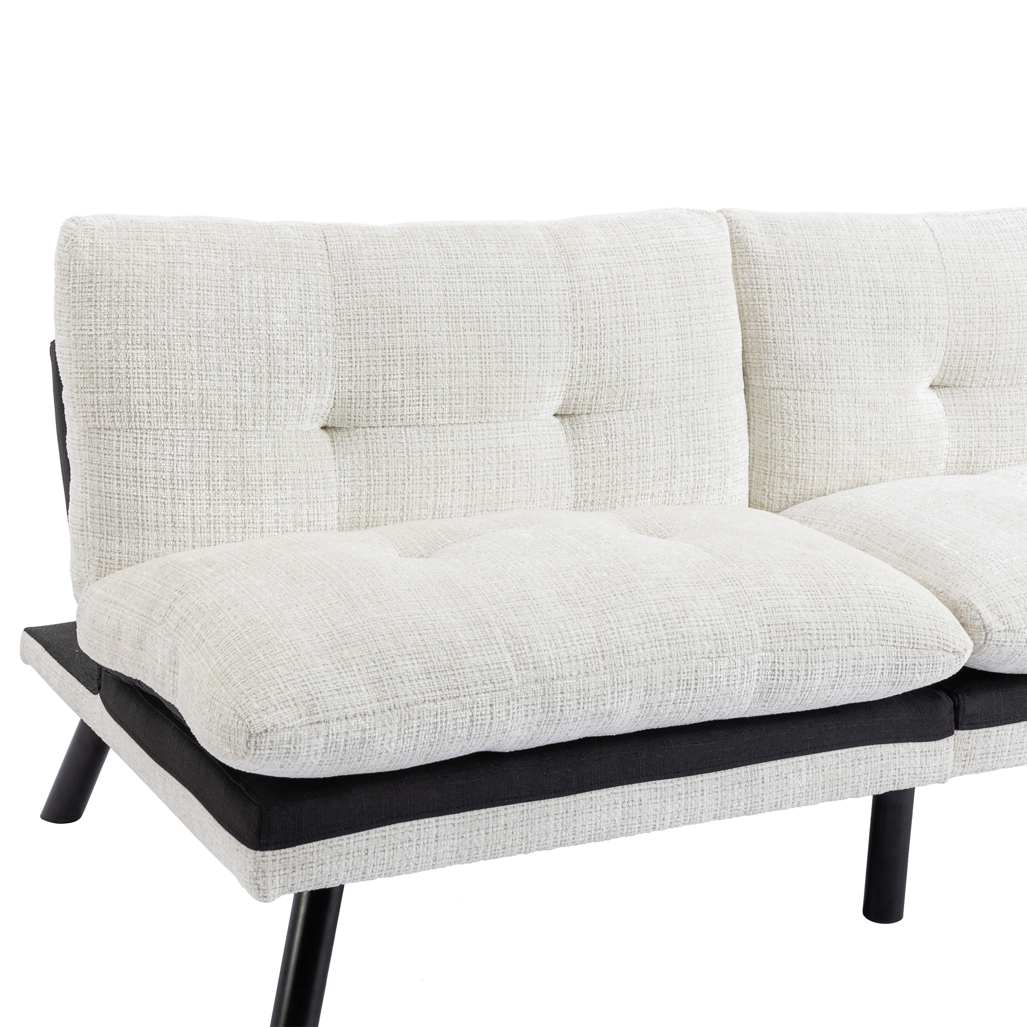 Spaco Convertible Futon Sofa Bed Futon Couche for Living Room, Chenille-Creamy White