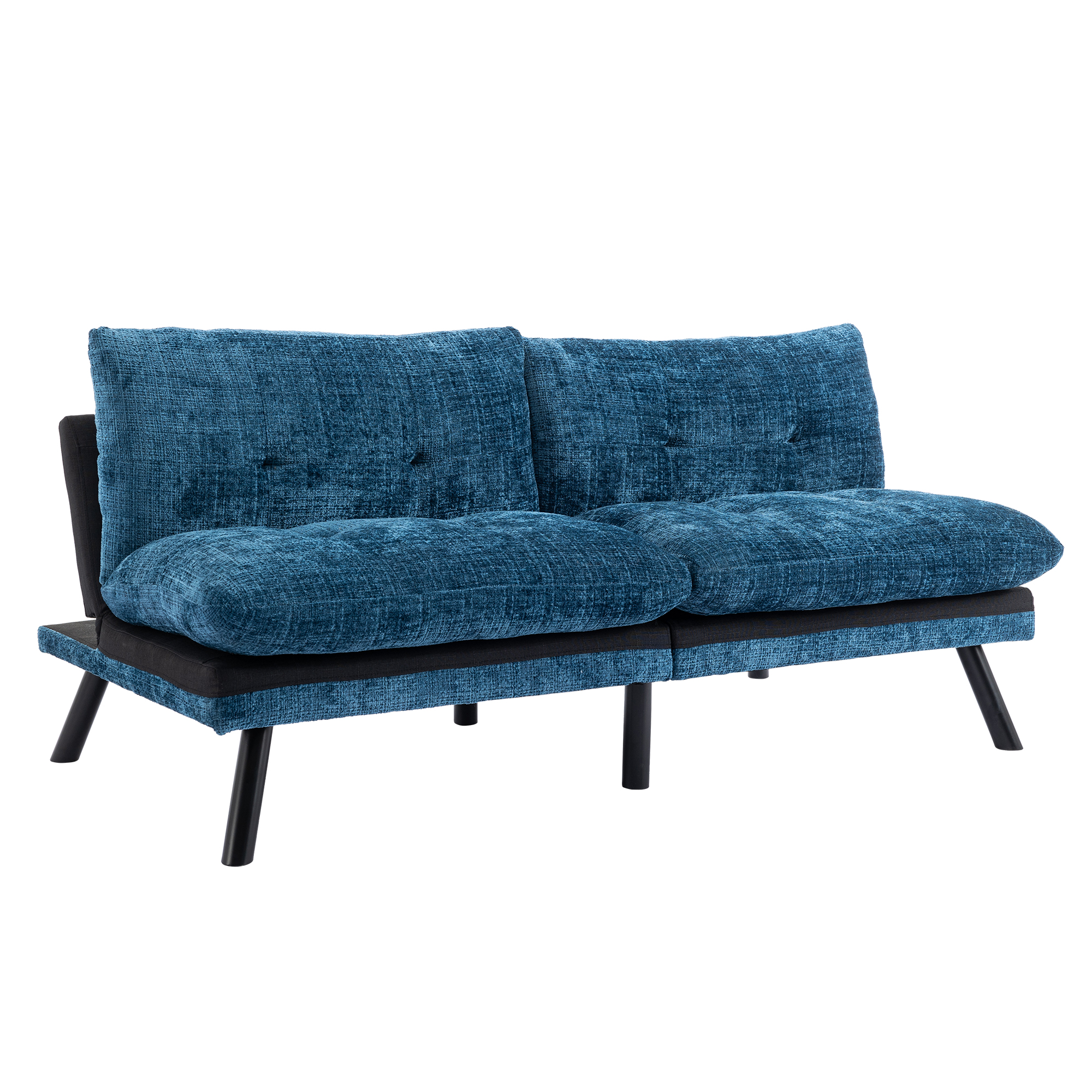 Spaco Convertible Futon Sofa Bed Futon Couche for Living Room, Chenille-Blue