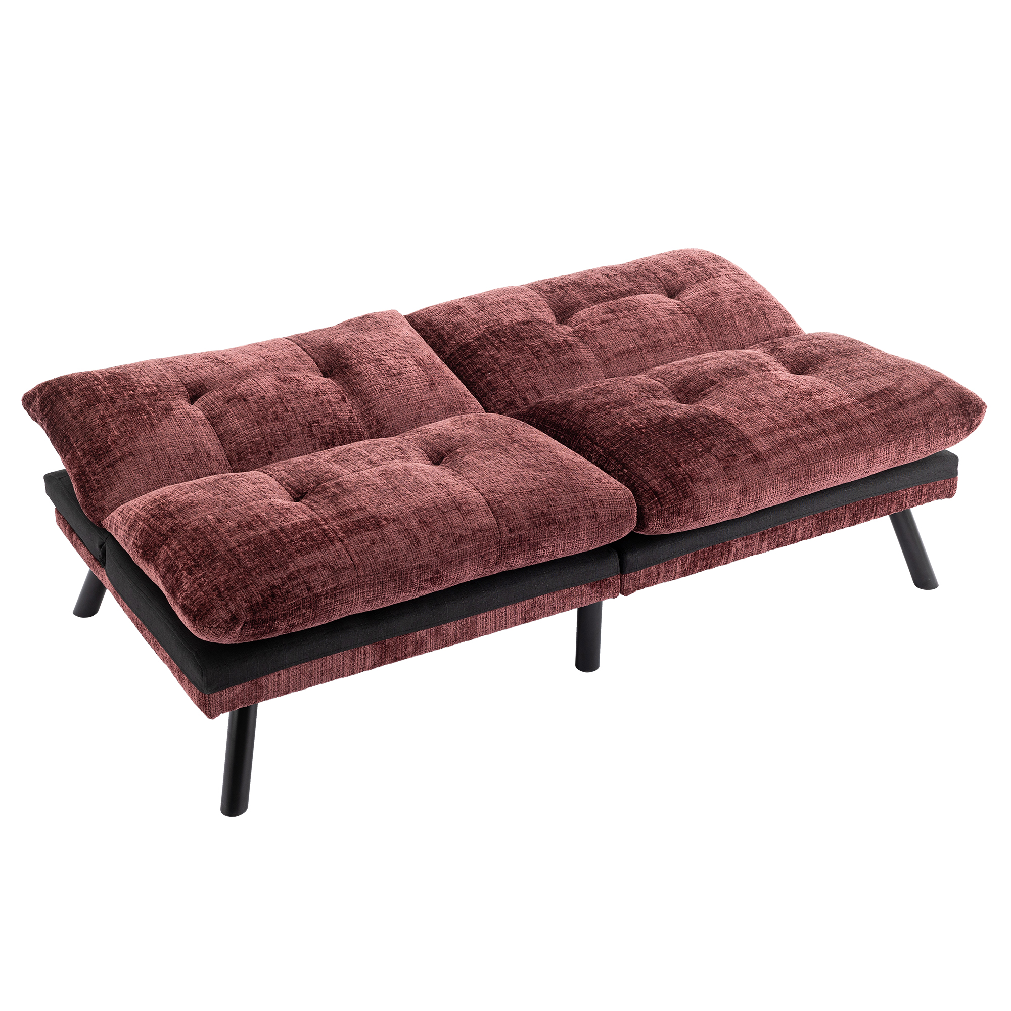 Spaco Convertible Futon Sofa Bed Futon Couche for Living Room, Chenille-Wine Red