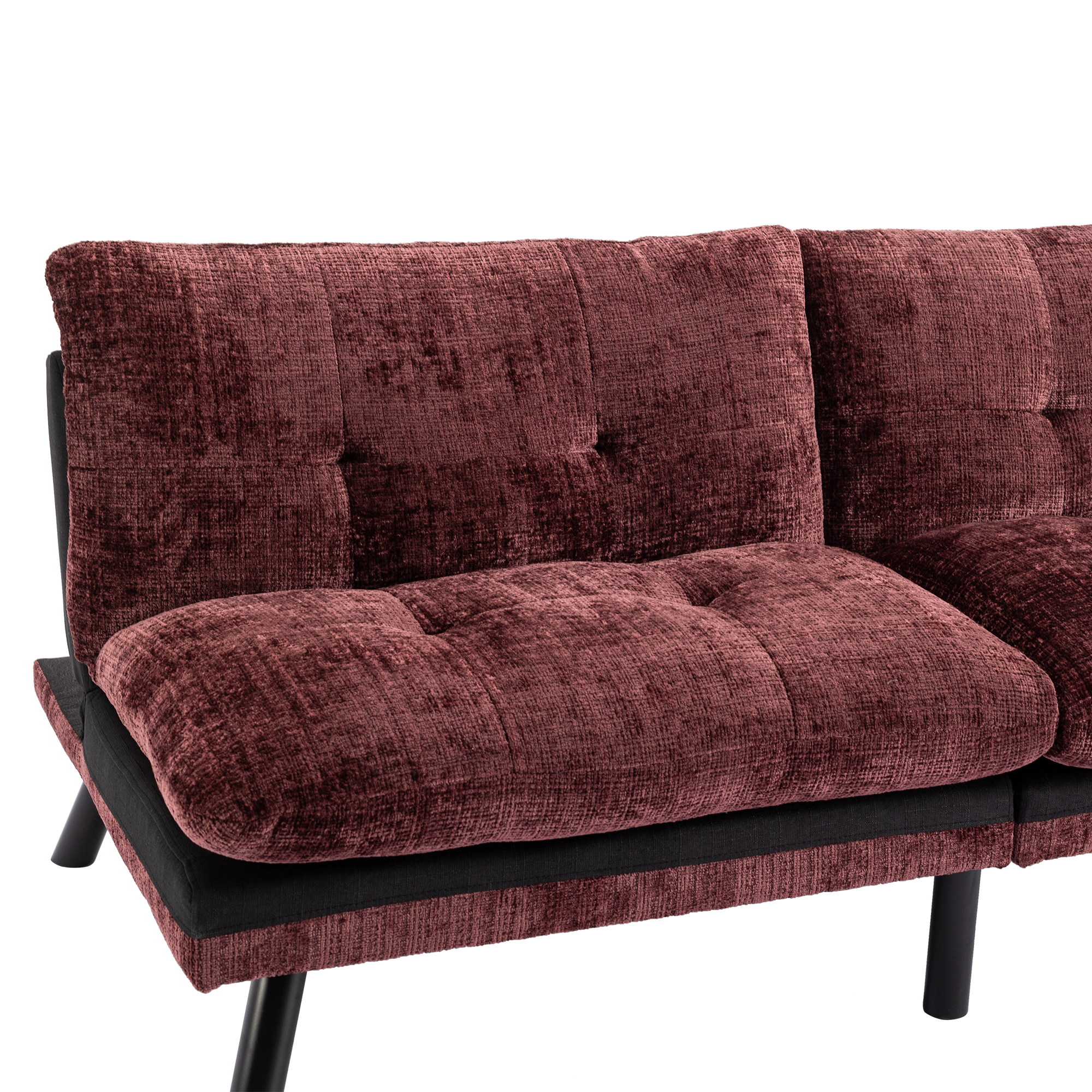 Spaco Convertible Futon Sofa Bed Futon Couche for Living Room, Chenille-Wine Red