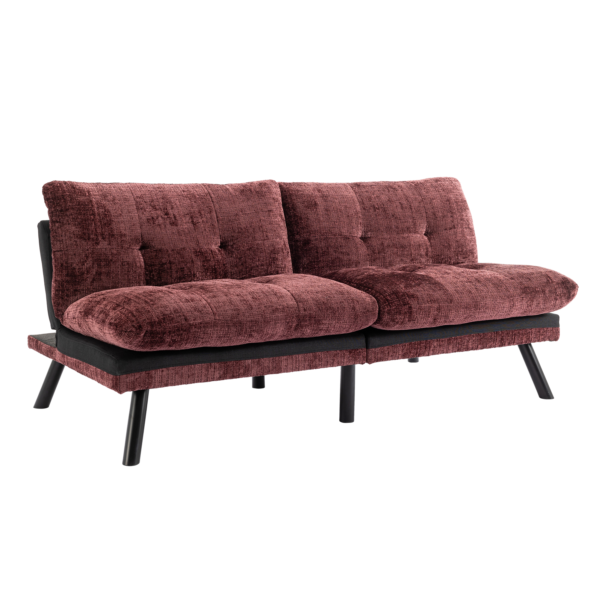 Spaco Convertible Futon Sofa Bed Futon Couche for Living Room, Chenille-Wine Red