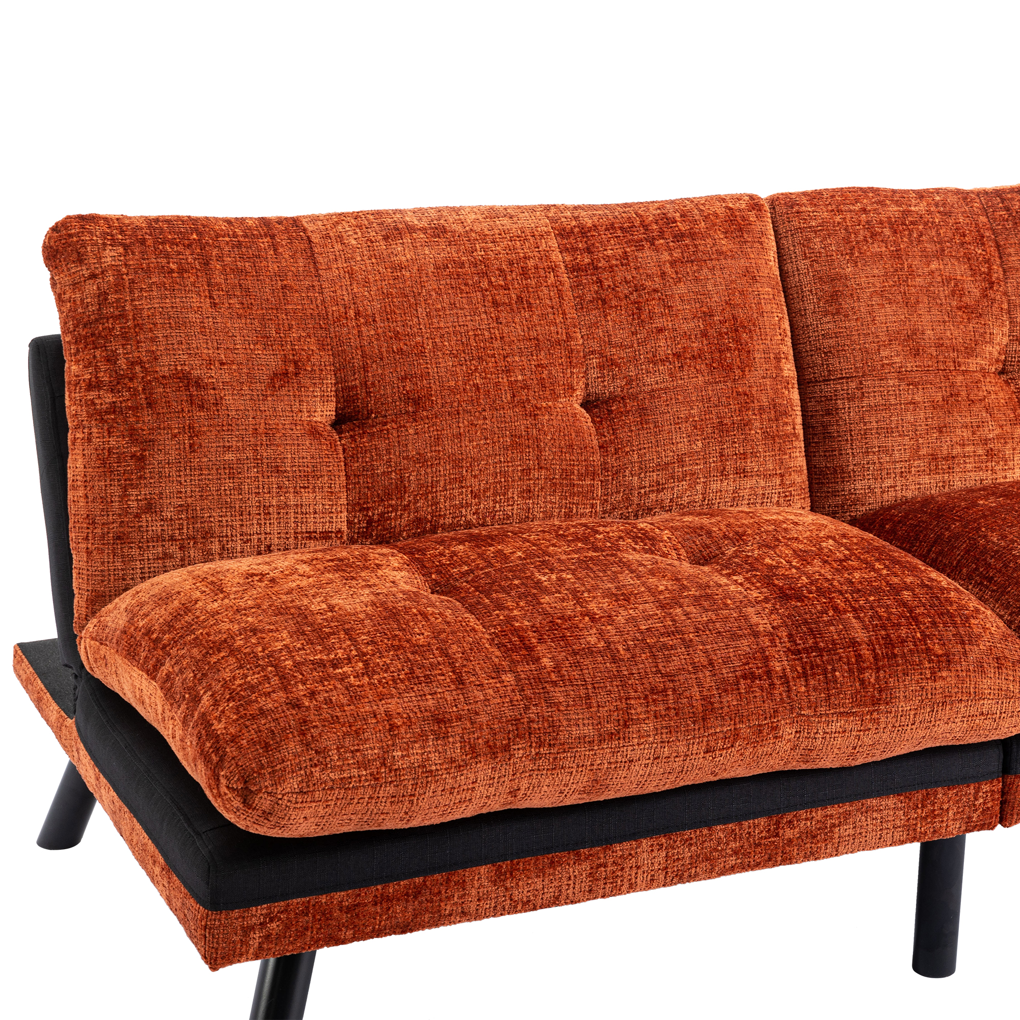 Spaco Convertible Futon Sofa Bed Futon Couche for Living Room, Chenille-Orange