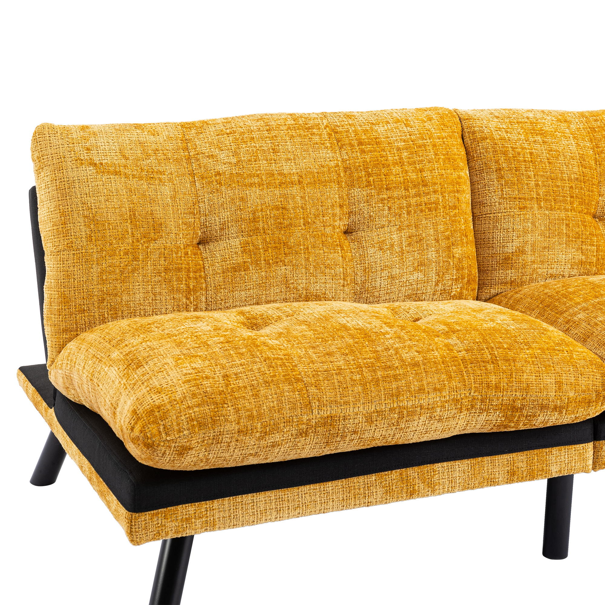 Spaco Convertible Futon Sofa Bed Futon Couche for Living Room, Chenille-Yellow