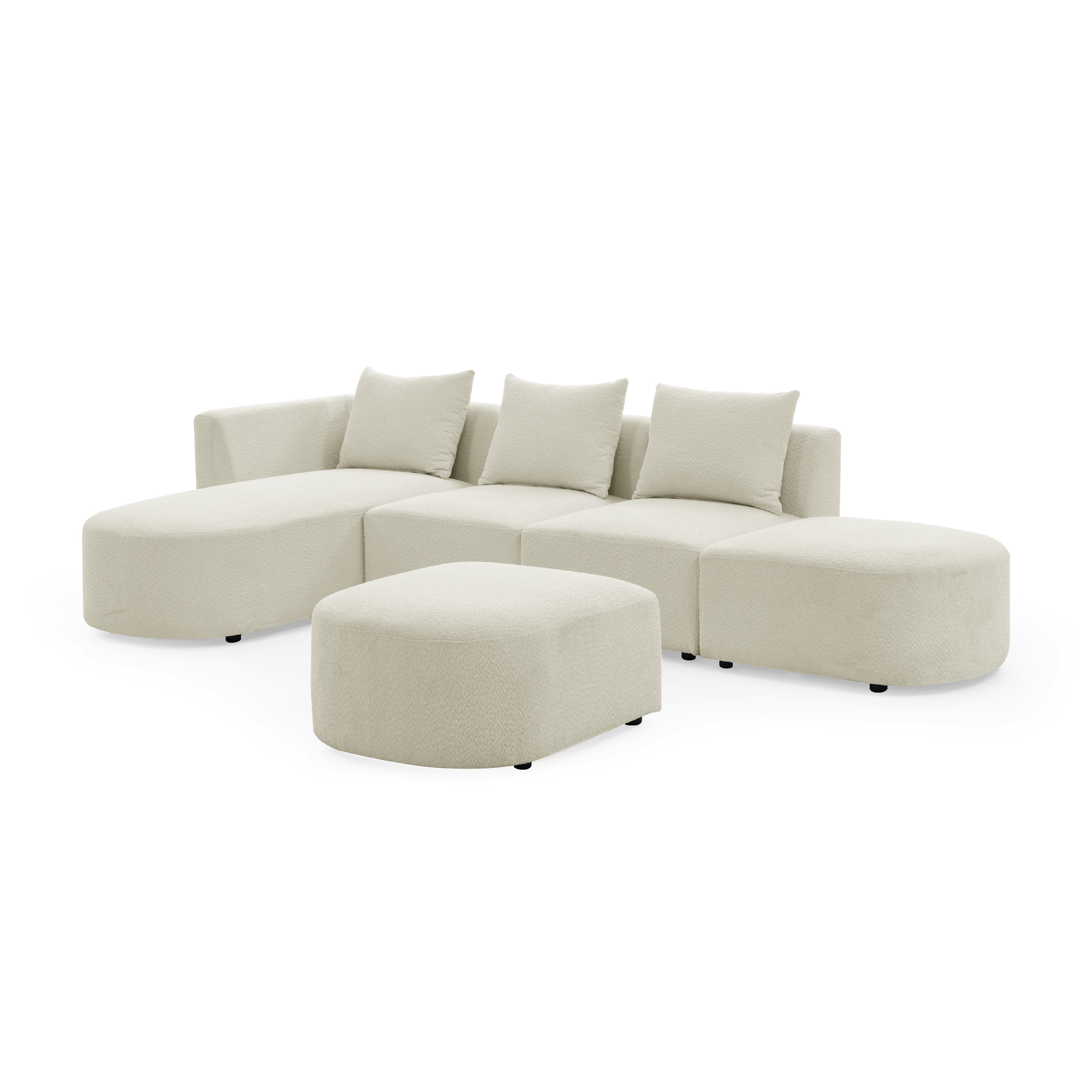 Spaco L Shape Sectional Sofa DIY Combination Couches for Living Room Loop Yarn Fabric, Beige