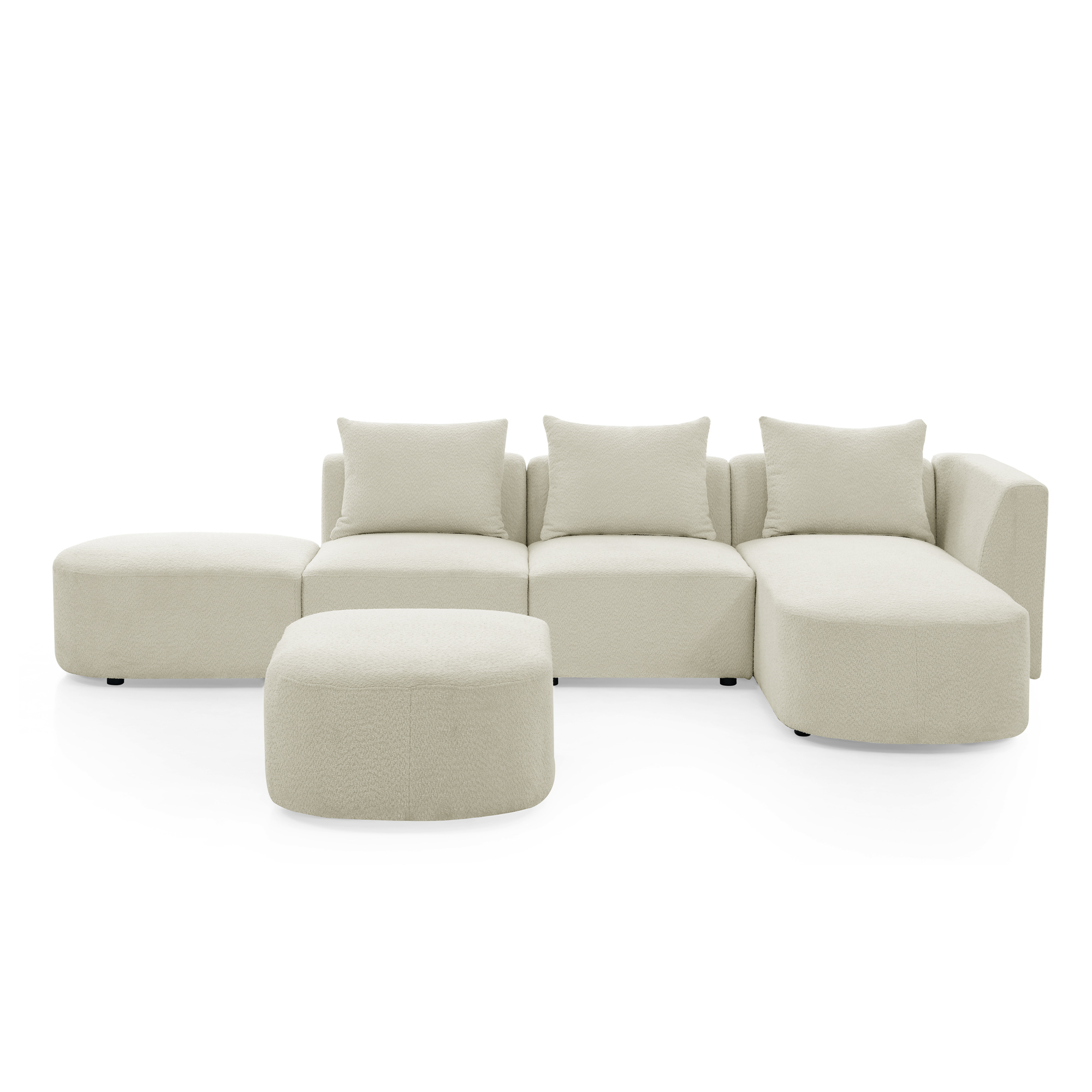 Spaco L Shape Sectional Sofa DIY Combination Couches for Living Room Loop Yarn Fabric, Beige