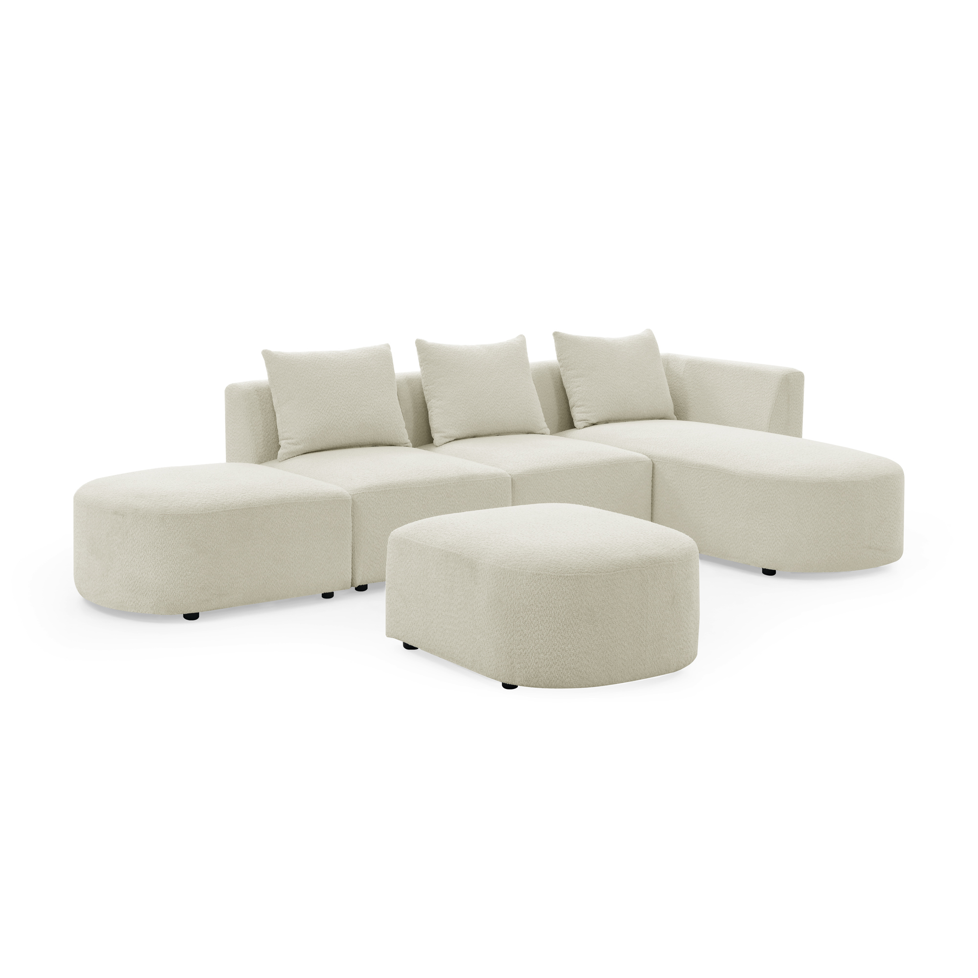 Spaco L Shape Sectional Sofa DIY Combination Couches for Living Room Loop Yarn Fabric, Beige