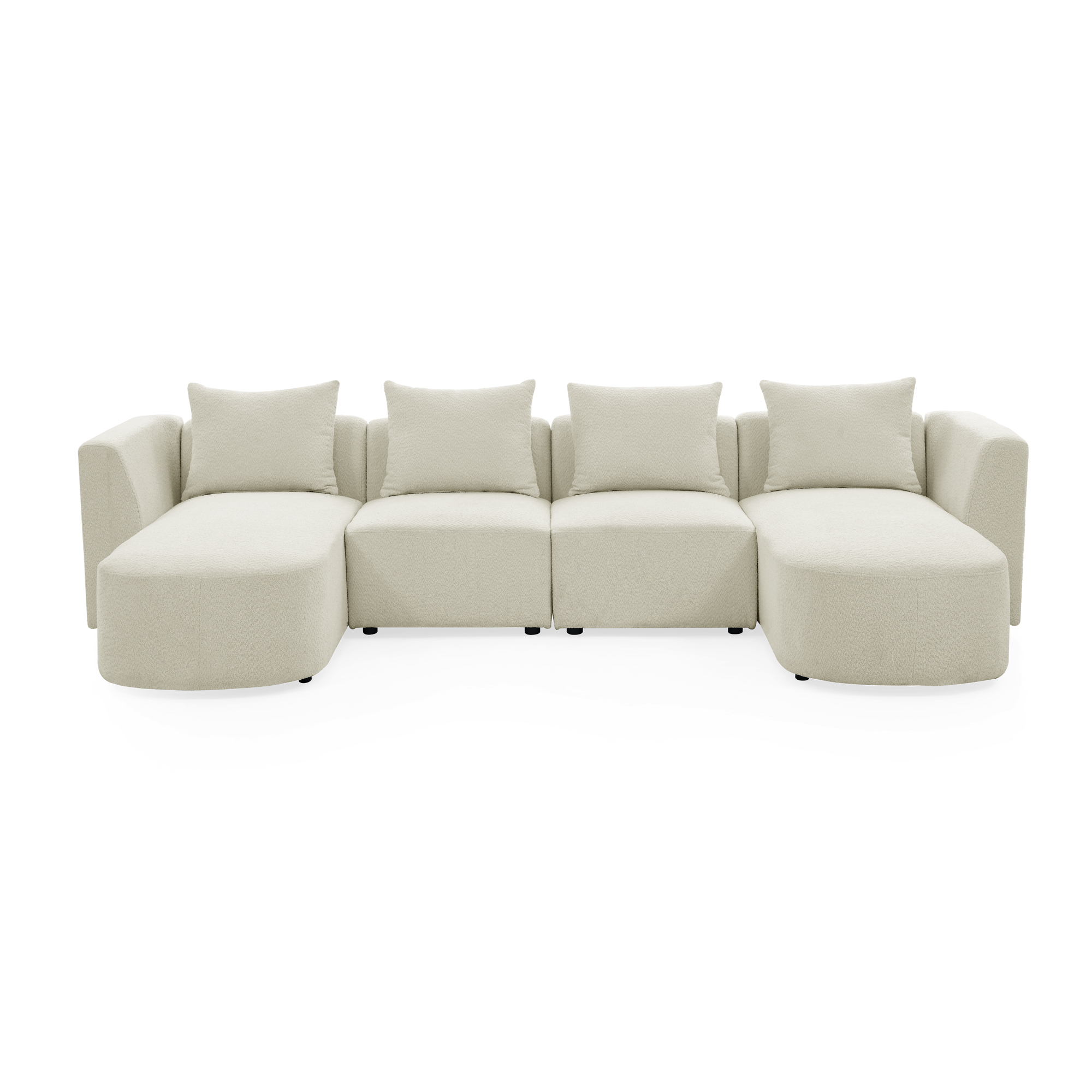 Spaco U Shape Sectional Sofa DIY Combination Couches for Living Room Loop Yarn Fabric, Beige