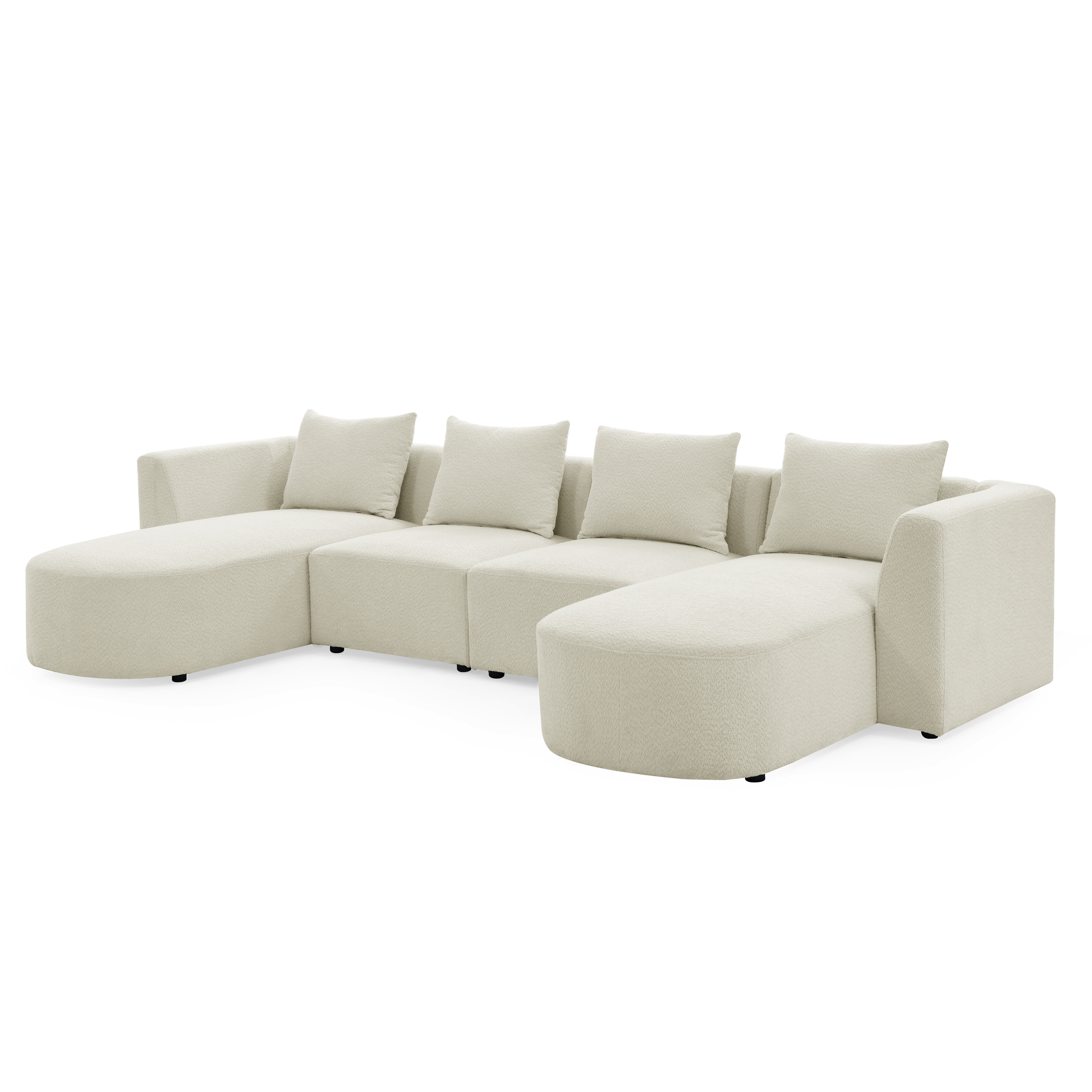 Spaco U Shape Sectional Sofa DIY Combination Couches for Living Room Loop Yarn Fabric, Beige