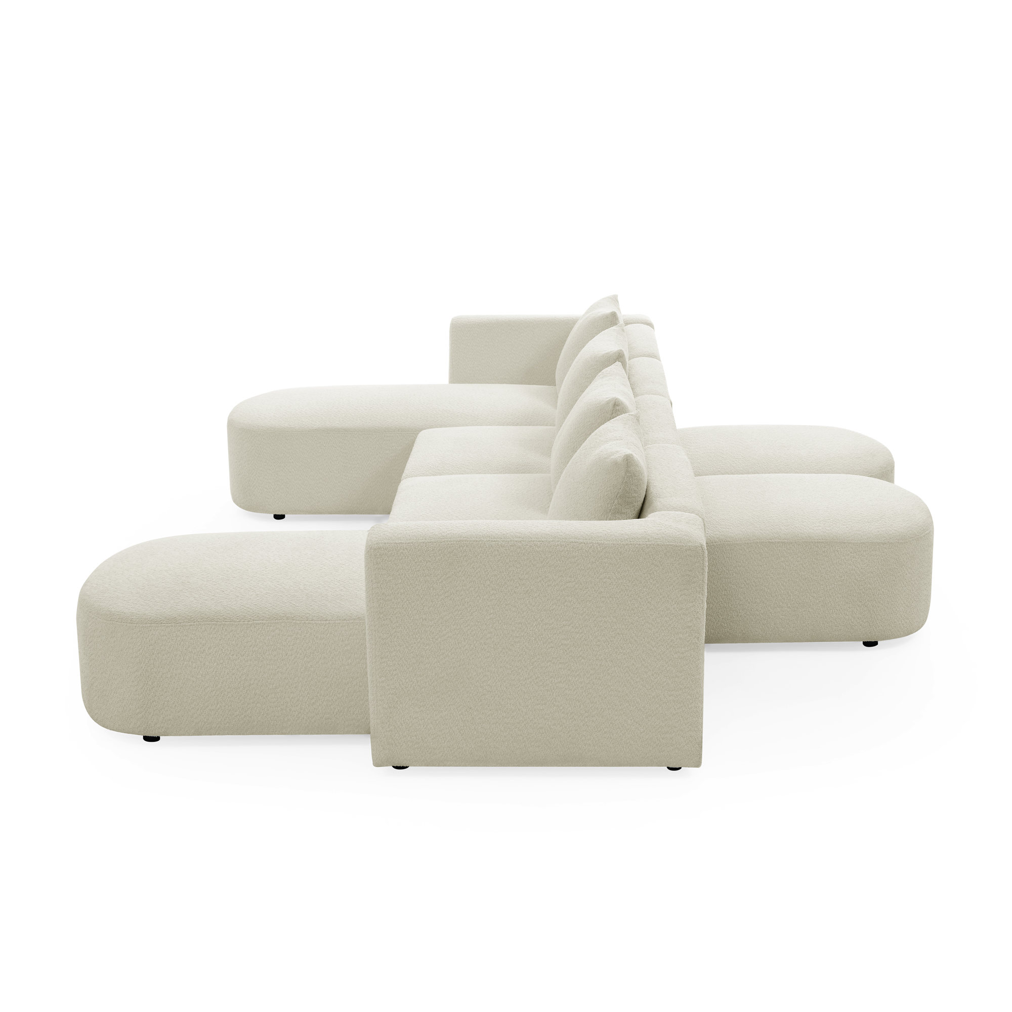 Spaco U Shape Sectional Sofa DIY Combination Couches for Living Room Loop Yarn Fabric, Beige