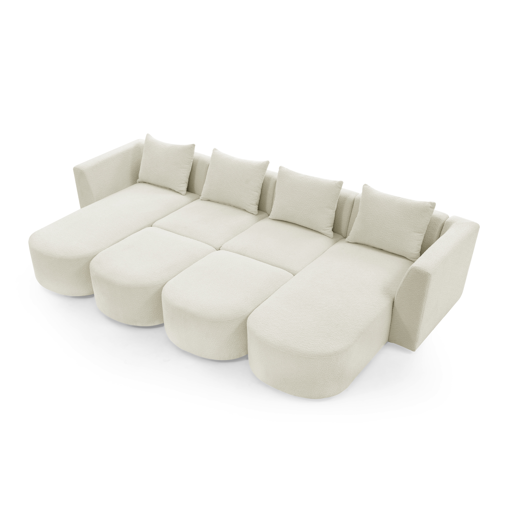 Spaco U Shape Sectional Sofa DIY Combination Couches for Living Room Loop Yarn Fabric, Beige