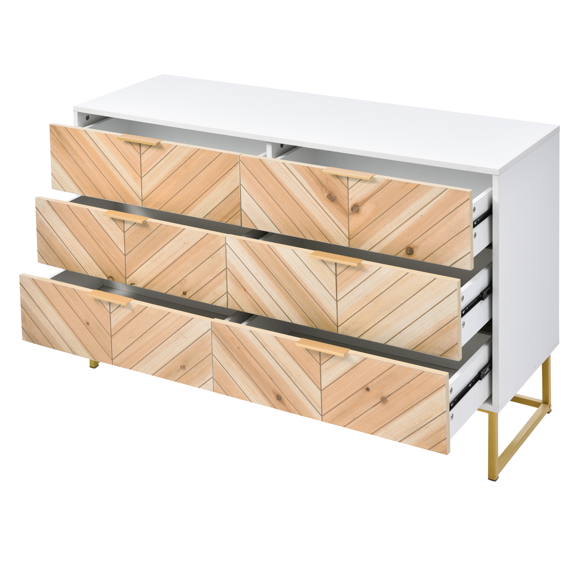 Spaco Dresser for Bedroom 6 Drawers Dresser& Chests of Drawers, Natural Wood White Dresser