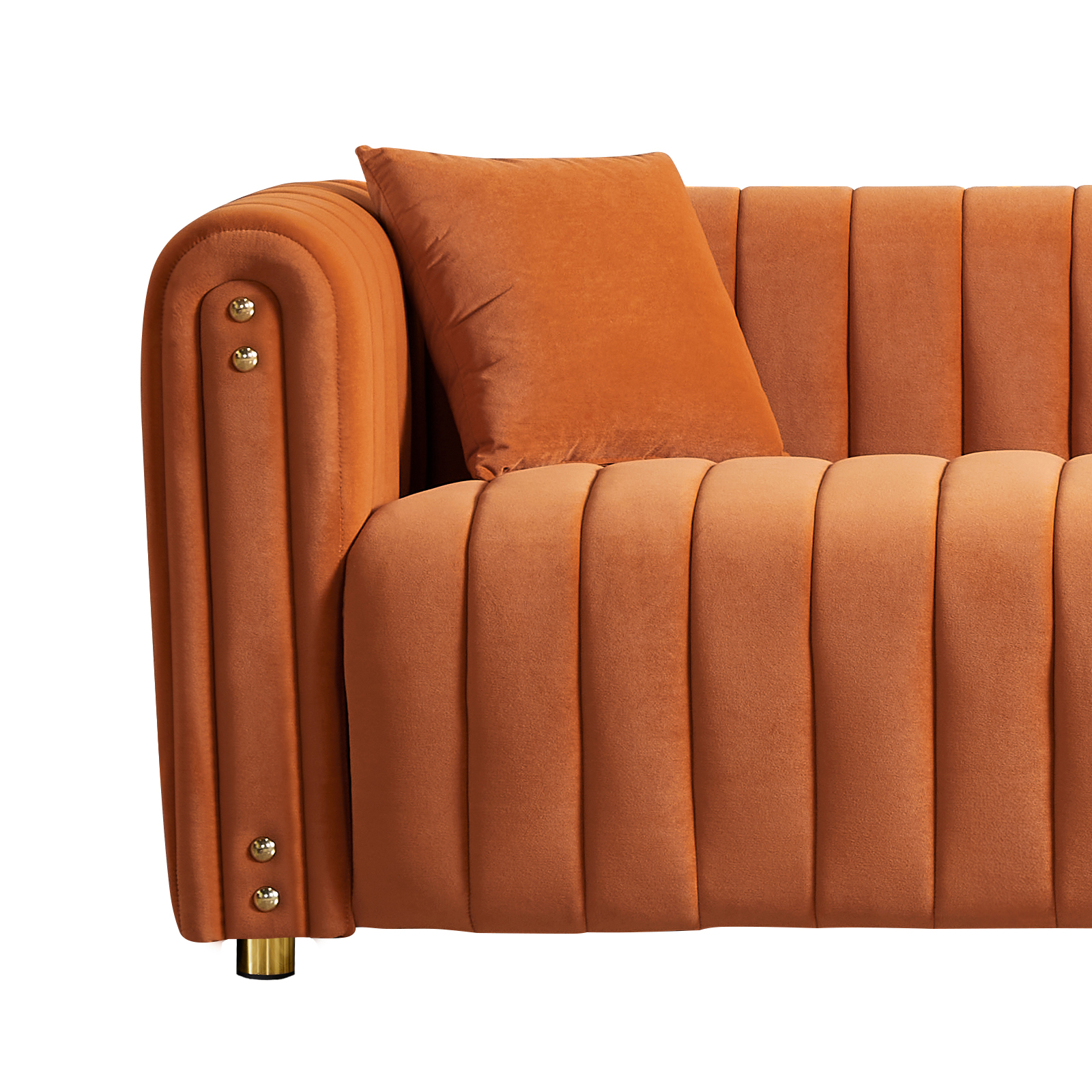 Resenkos Velvet Futon Sofa, Loveseat Couch for Living Room, Bedroom Apartment, Studio and Small Space, Orange