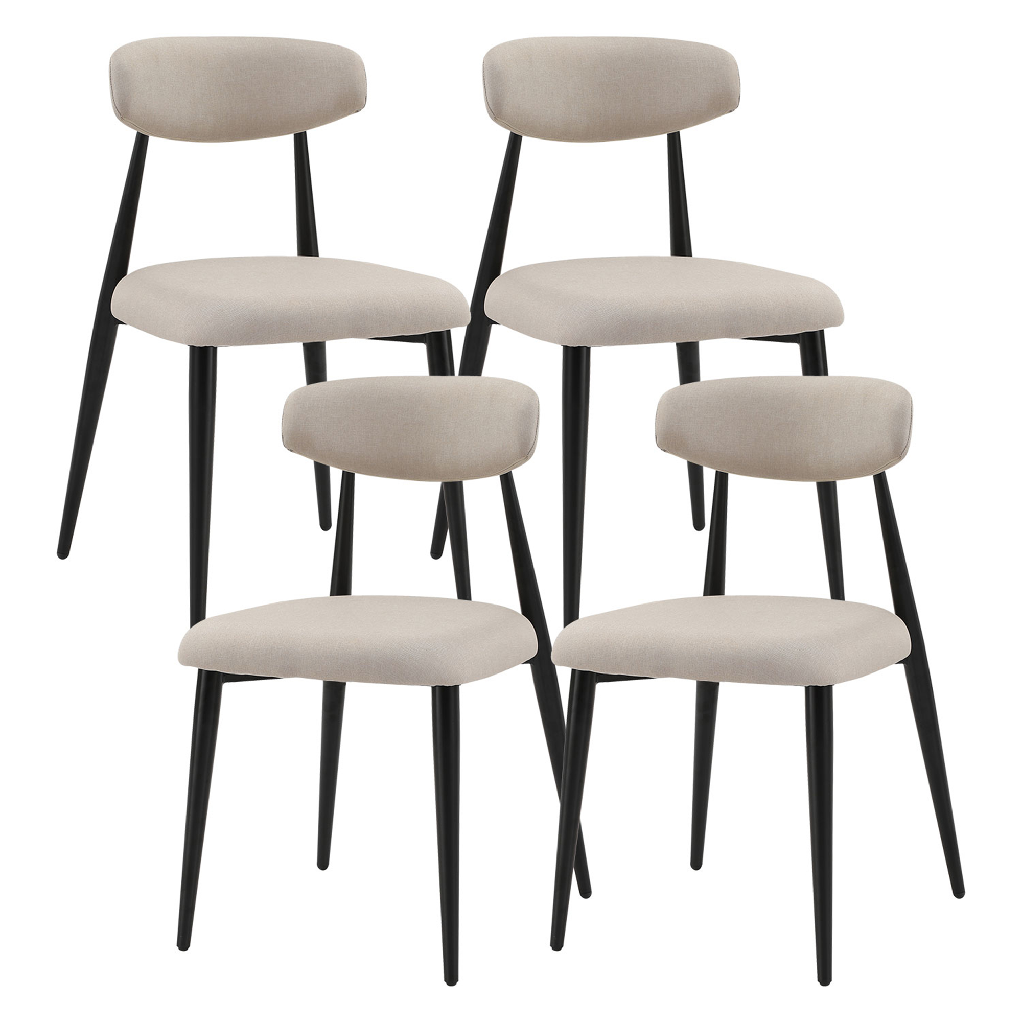 Kadyn Modern Dining Chairs Set of 4, Dining Room Chairs with Curved Backrest Round, Upholstered Kitchen Chairs for Living Room, Light Grey