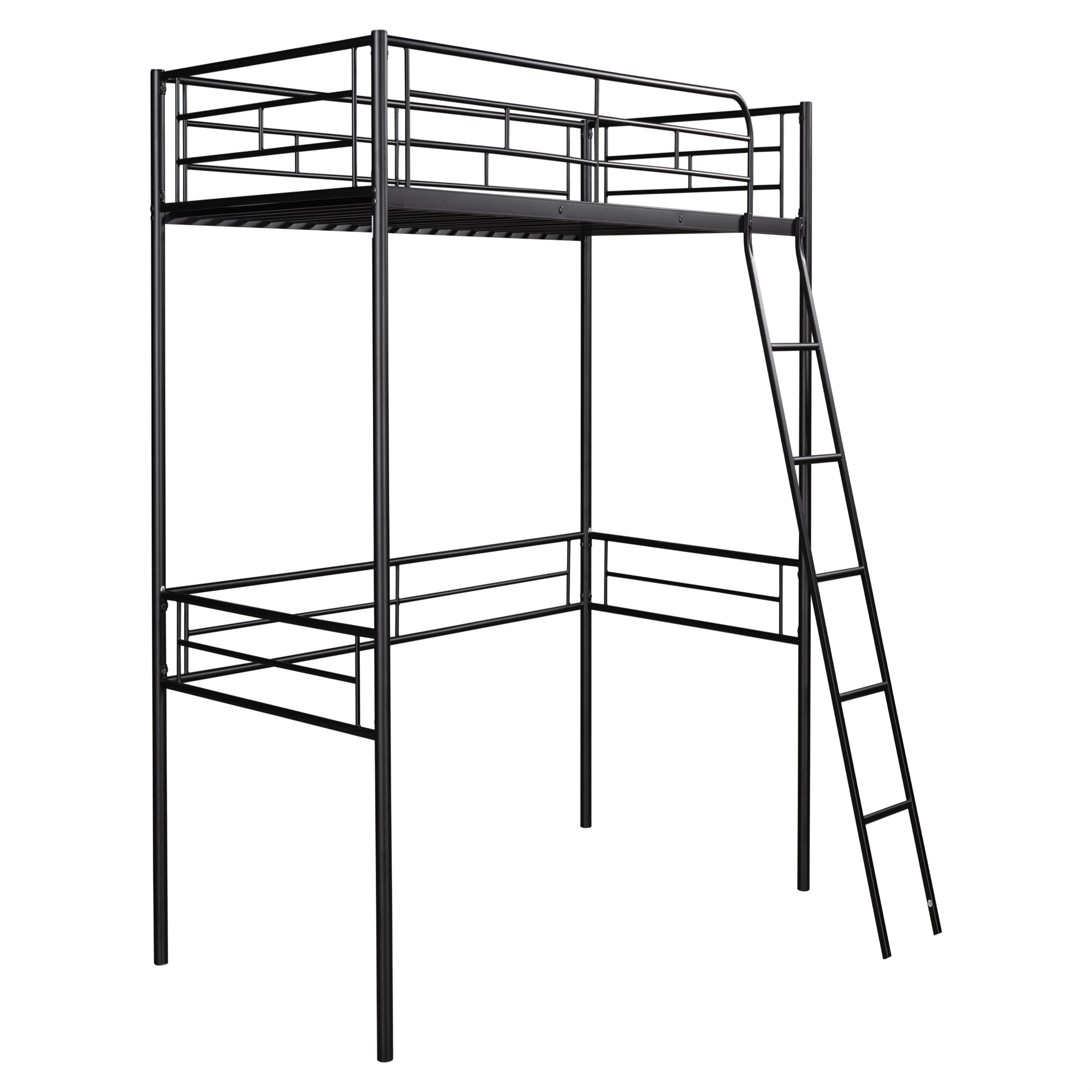 Spaco Homes Metal Loft Bed Twin Size, Black