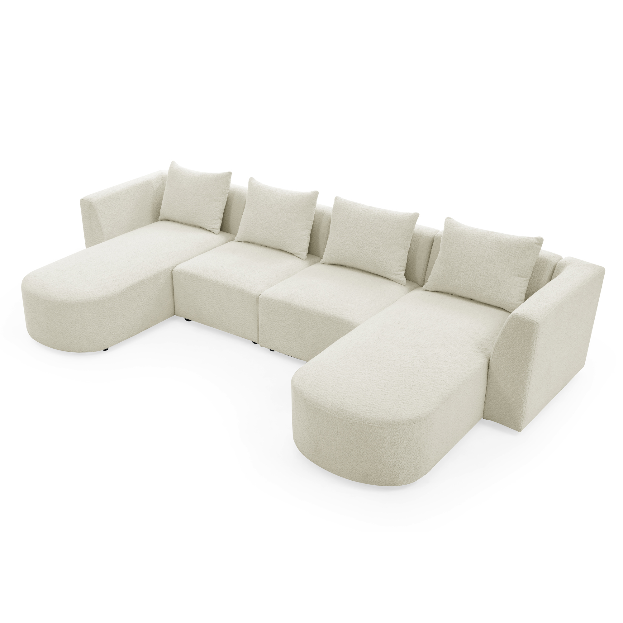 Kepooman 117" L Shape Sectional Couch, 5-Seater Sectional Sofa with Two Single Seats and Two Chaises, Modern Convertible Sofa for Office and Home, Beige