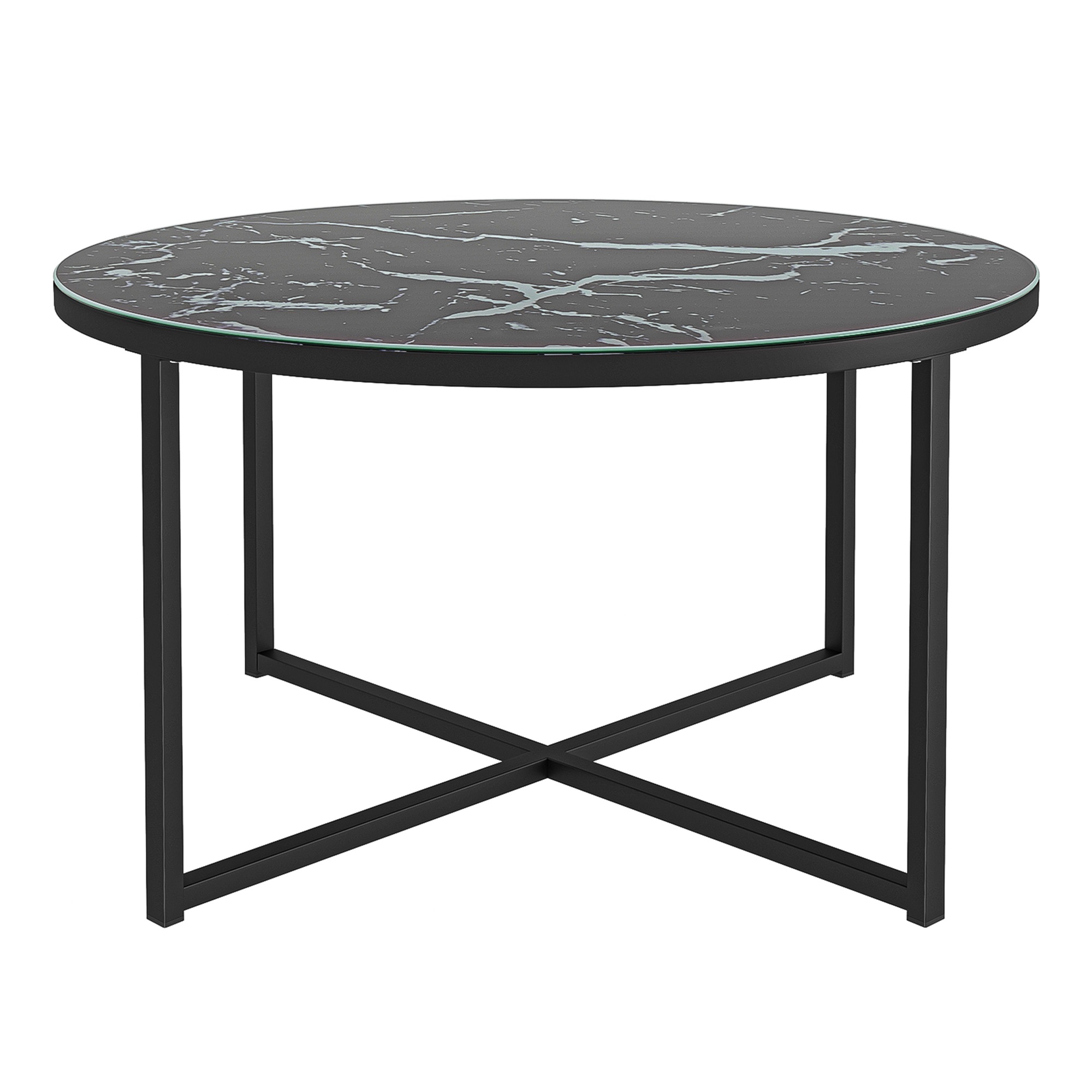 Spcao 32" Modern Round Coffee Table for Living Room Marble Glass Center Coffee Table