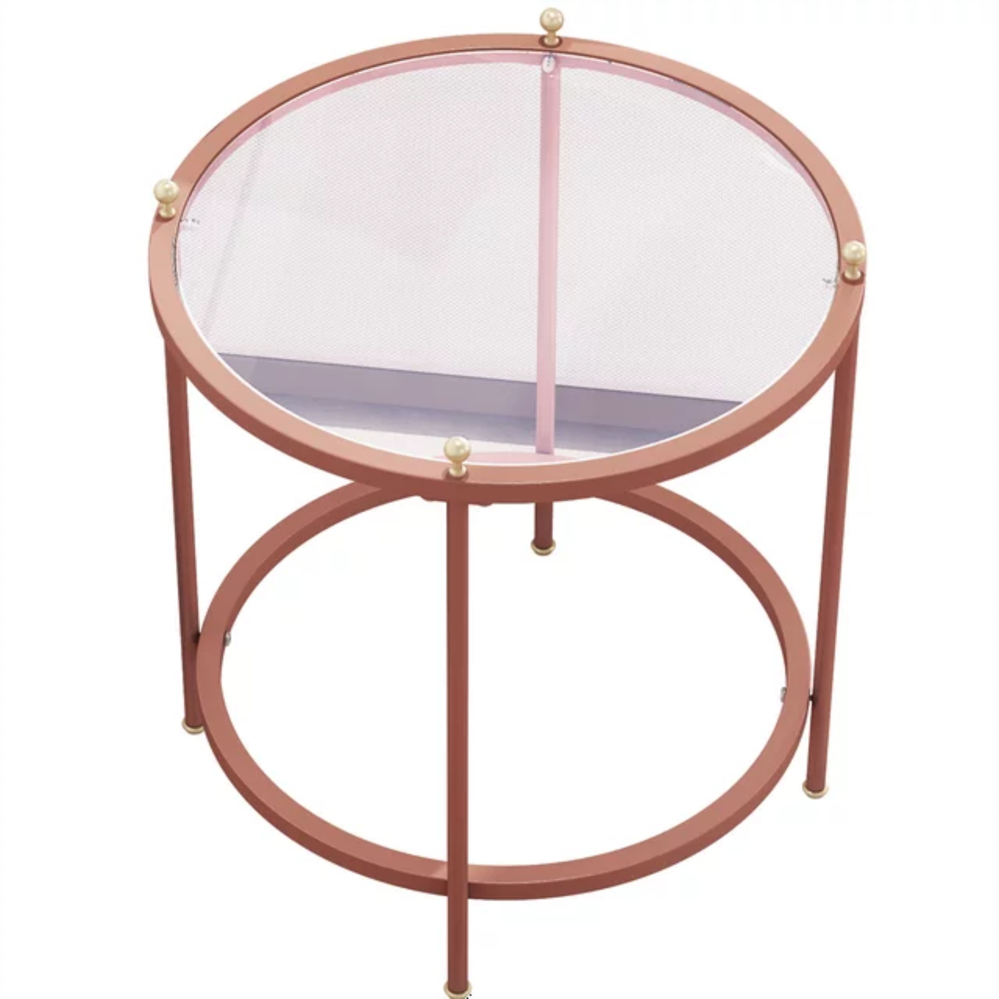 Spaco Small End Tables for Small Spaces Side Table with Storage Glass Round