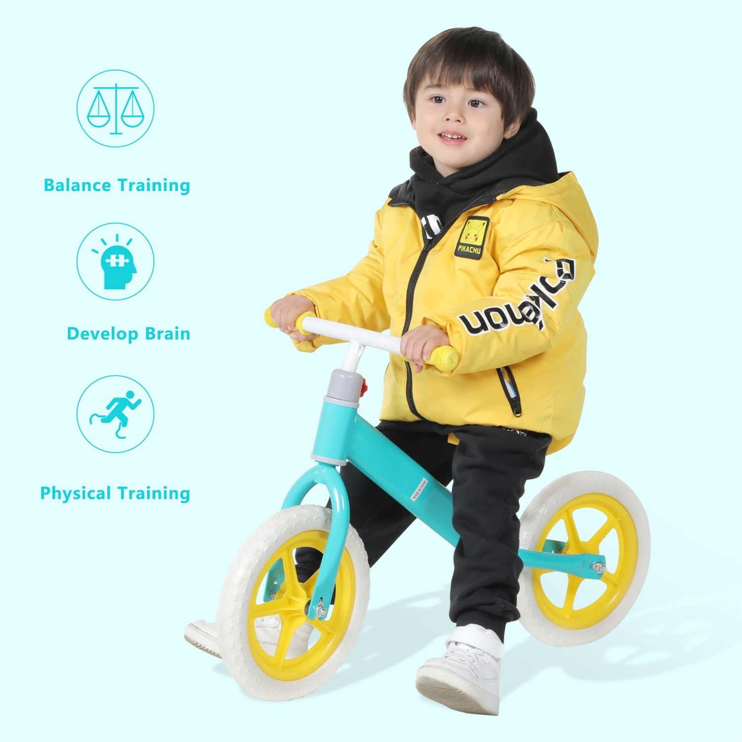 CIPACHO 11" Kids Balance Bike for 2-6 Years with Adjustable Height Carbon Steel and PE Tires Ride On Toys for Toddlers, Yellow