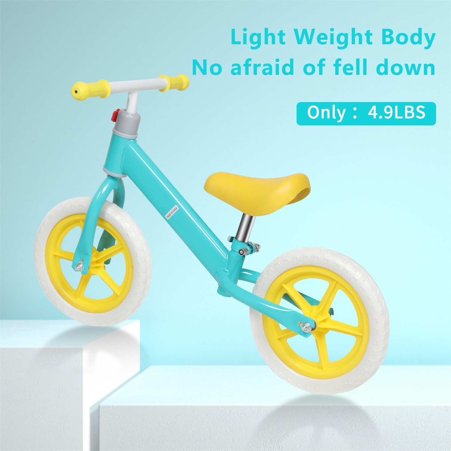 CIPACHO 11" Kids Balance Bike for 2-6 Years with Adjustable Height Carbon Steel and PE Tires Ride On Toys for Toddlers, Yellow