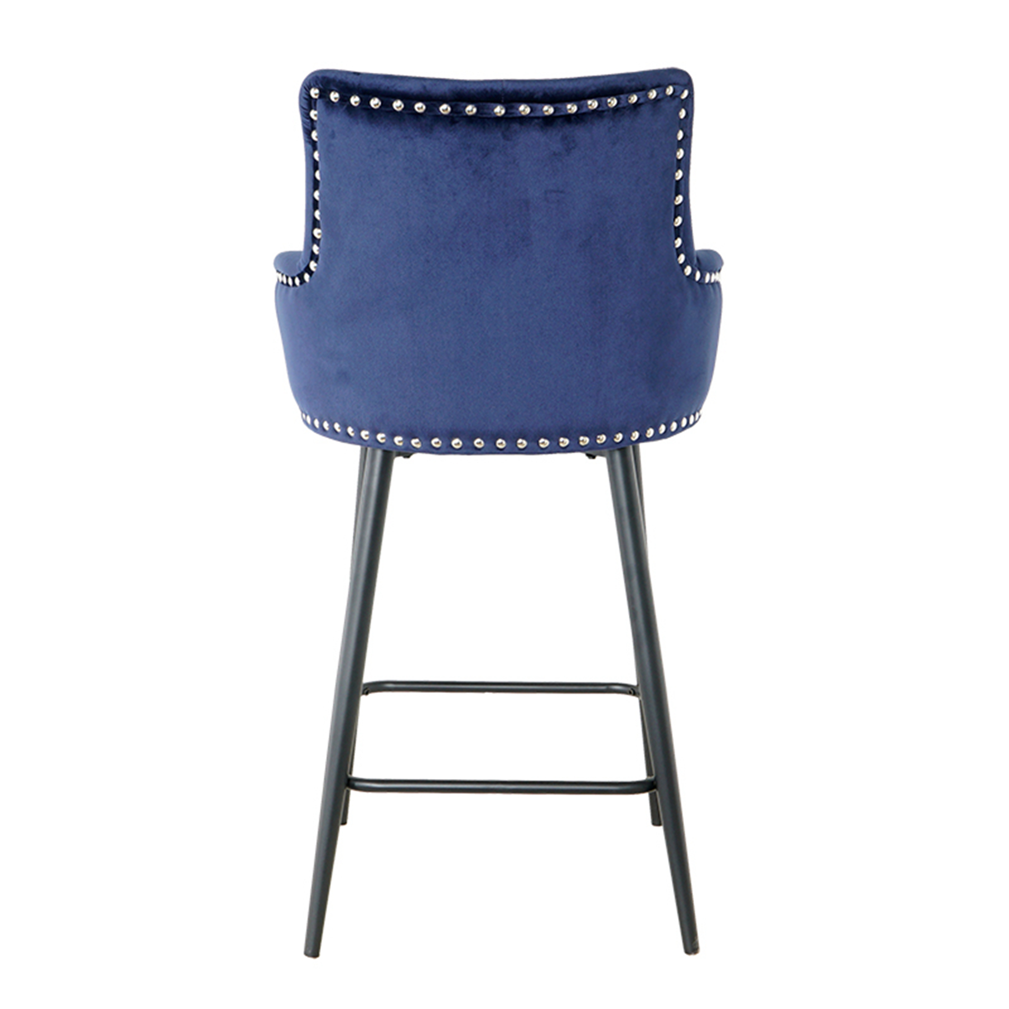 Spaco Bar Stools Set of 2 Counter Height Bar Stools Velvet Upholstered, Blue