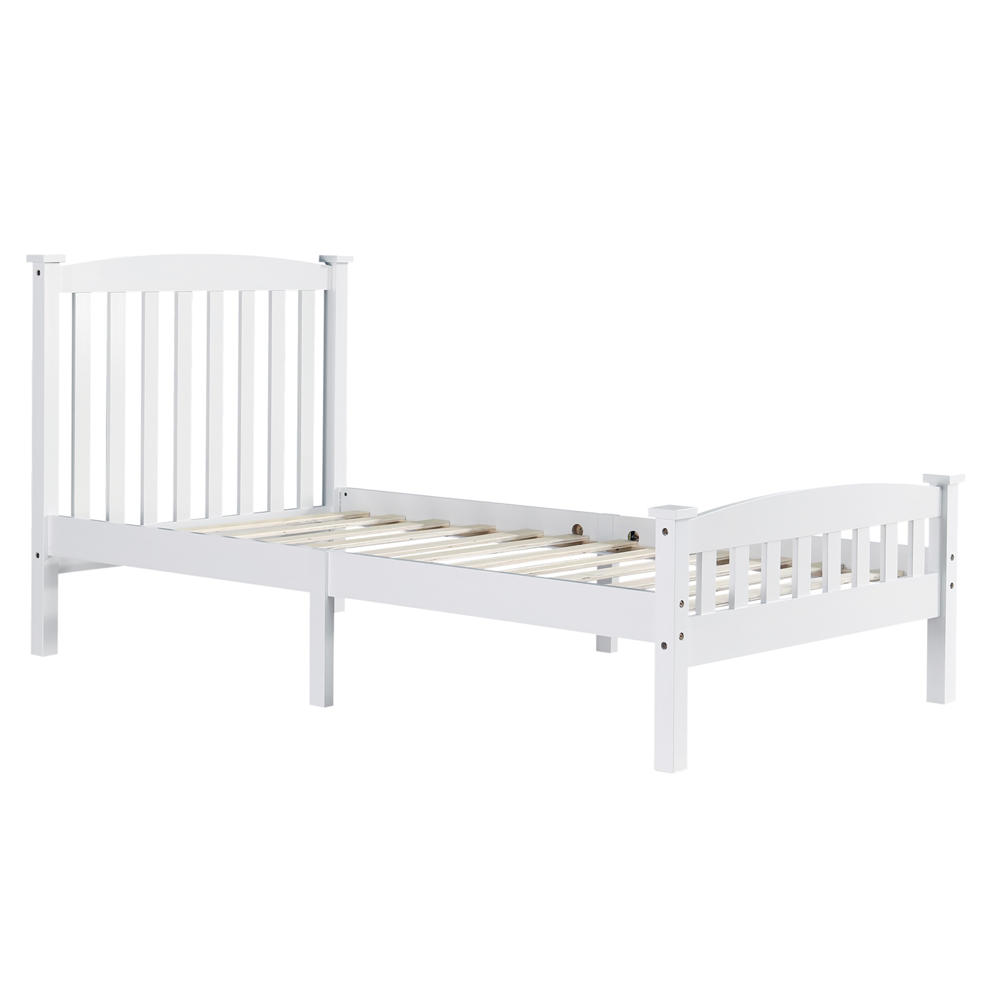 Spaco Twin Bed Frame with Headboard for Kids Adults, Slatted Wood Platform Bed Twin size, Grey