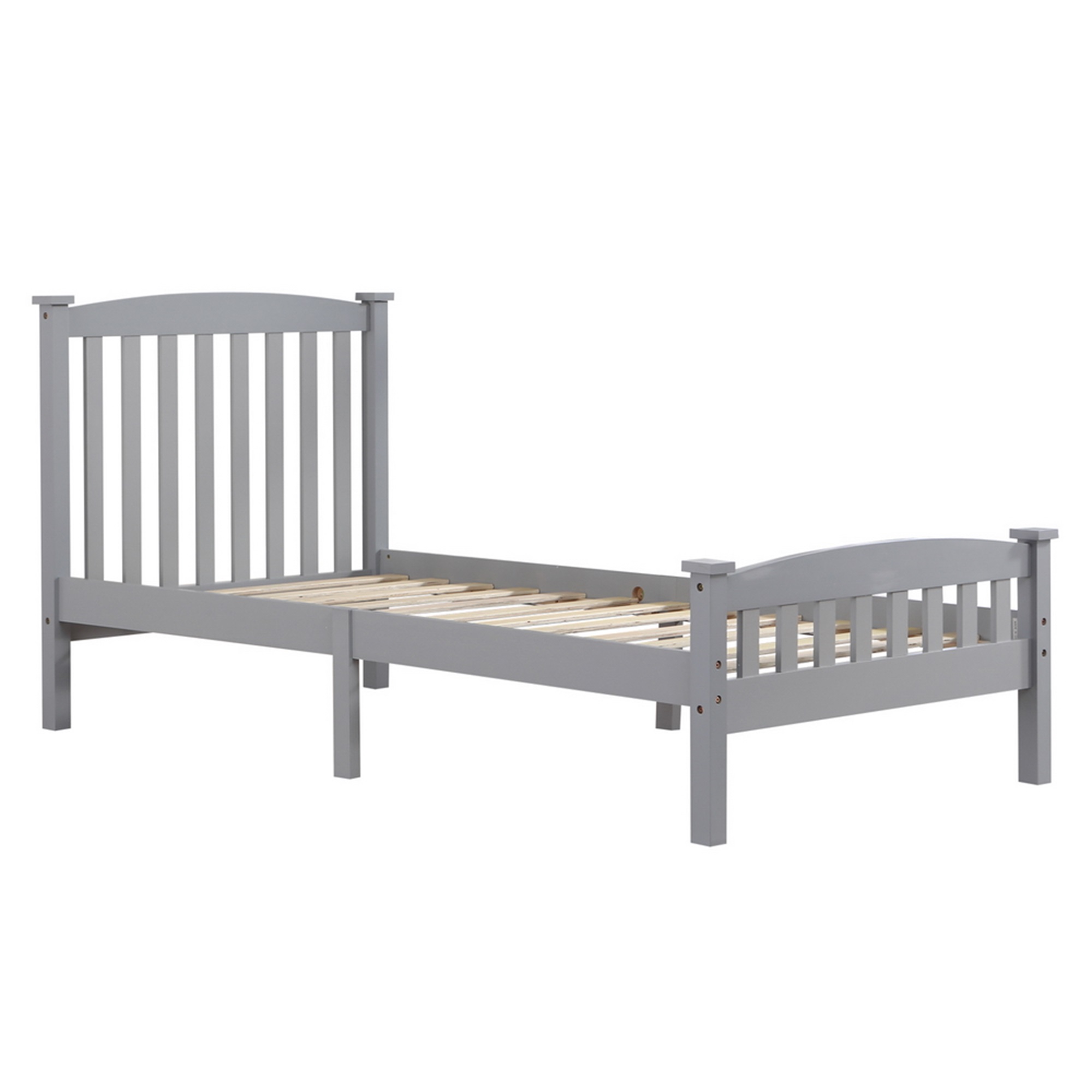 Spaco Twin Bed Frame with Headboard for Kids Adults, Wood Platform Bed Twin size, White