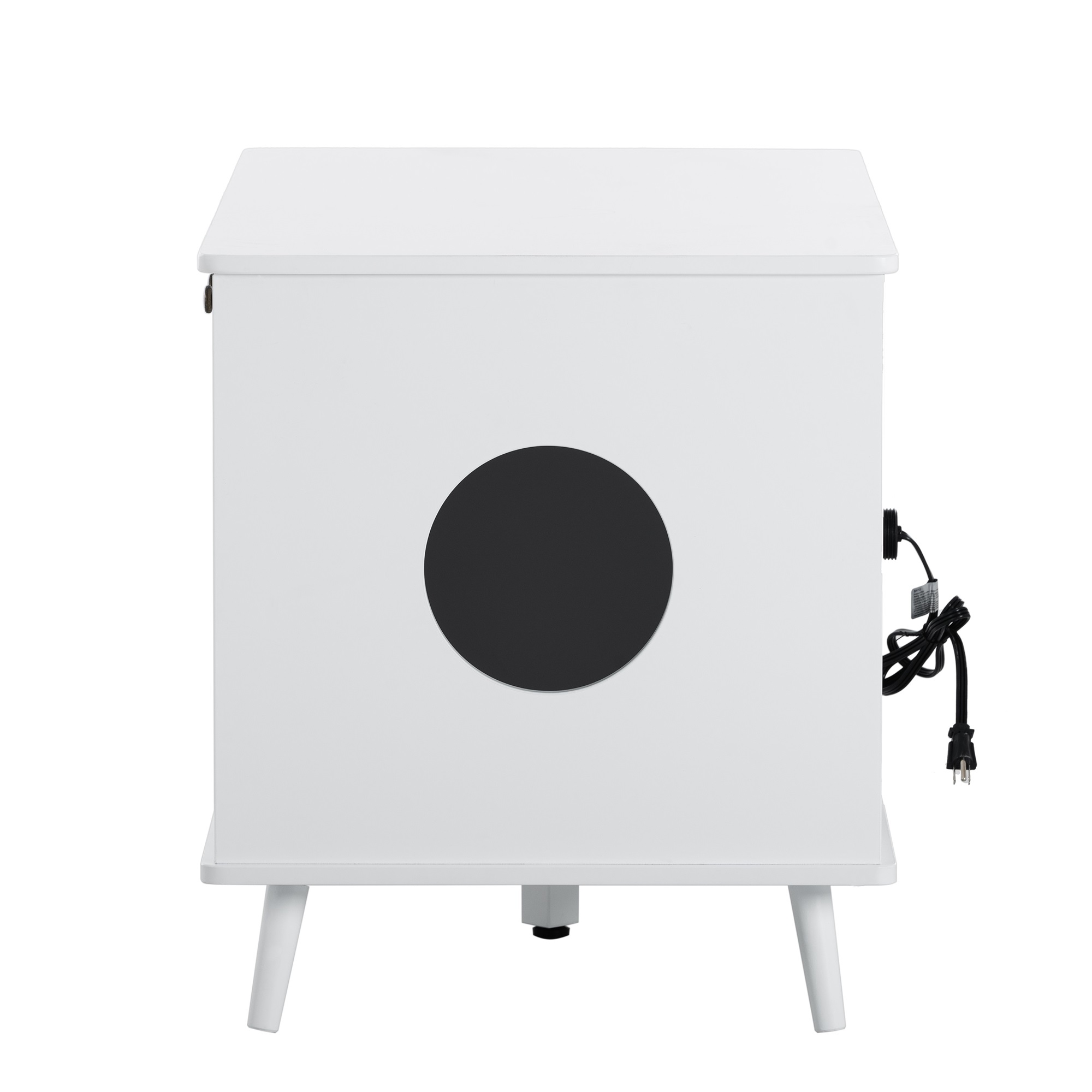 Pefilos 39" Hidden Cat Litter Box Enclosure Furniture, Modern Wood Cat House, Cat Washroom with Plug, White