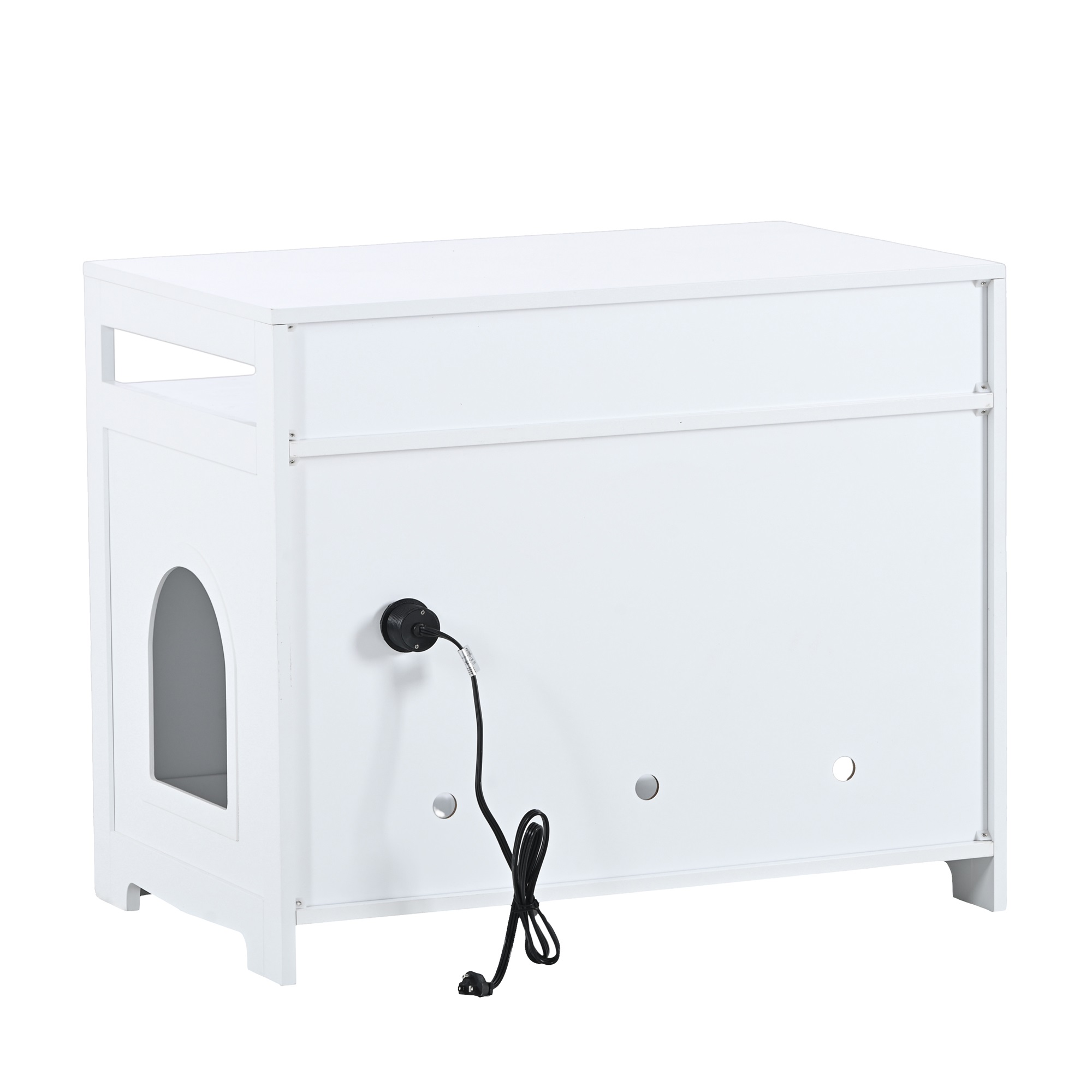 Pefilos 31" Cat Litter Box Enclosure Furniture with Hidden Plug, 2 Doors Indoor Cat Washroom, Wooden Enclused Litter Box Cat House, White Pefilos 31" Cat Litter Box Enclosure Furniture with Hidden Plug, 2 Doors Indoor Cat Washroom, Wooden Enclused Litter Box Cat House, White