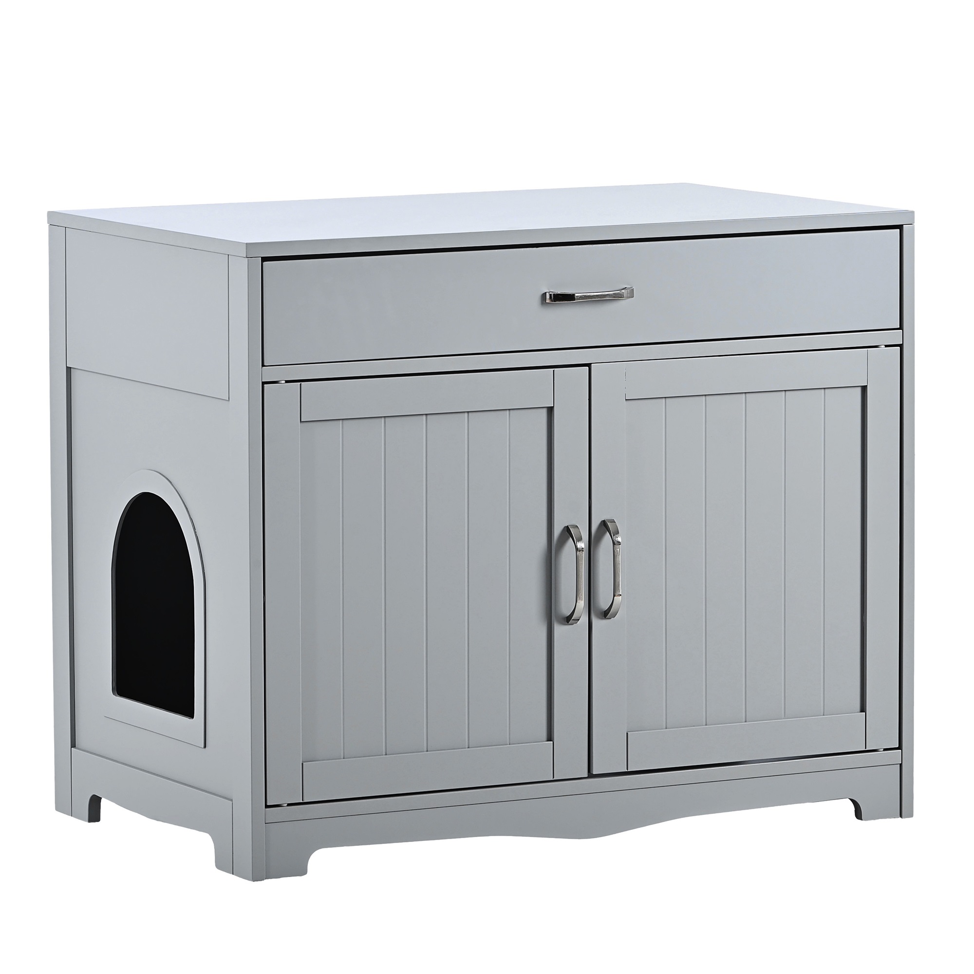 Pefilos 31" Cat Litter Box Enclosure, Hidden Cat Washroom Furniture with Divider, Large Wooden Pet House, Enough for Most of Orange Cat and Litter Box, Gray Pefilos 31" Cat Litter Box Enclosure, Hidden Cat Washroom Furniture with Divider, Large Wooden Pet House, Enough for Most of Orange Cat and Litter Box, Gray