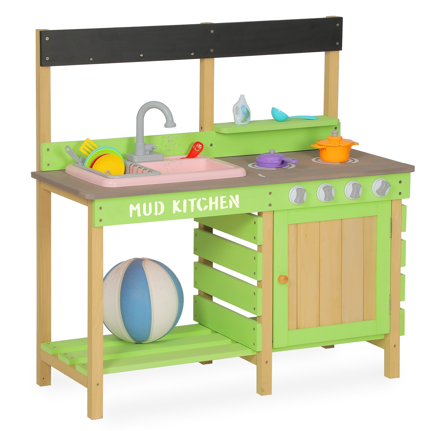 CIPACHO Wooden Play Kitchen for kids, Playset Pretend Kitchen Toy for Toddlers, Green