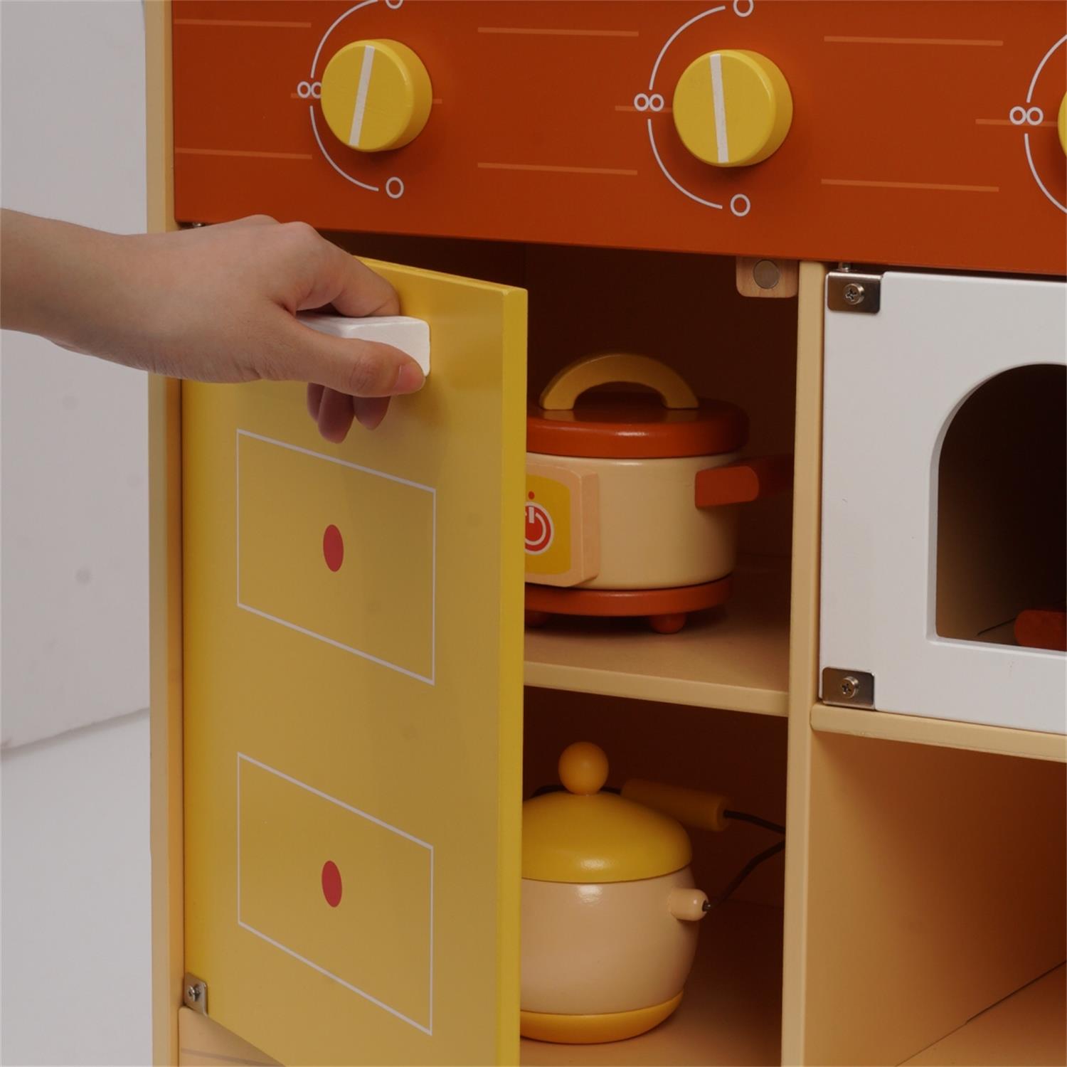 CIPACHO Wooden Play Kitchen, Kids Kitchen Playset, Pretend Kitchen Toy, Yellow