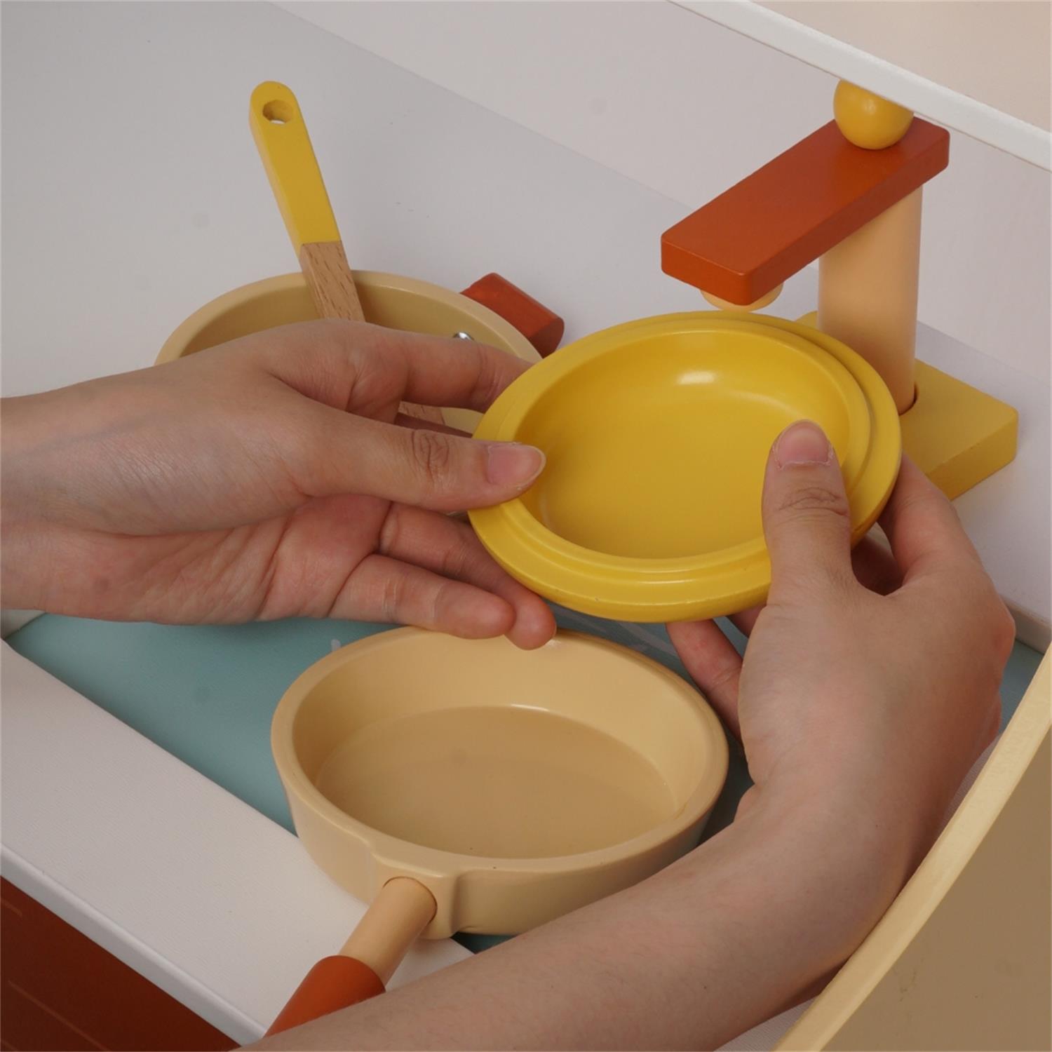 CIPACHO Wooden Play Kitchen, Kids Kitchen Playset, Pretend Kitchen Toy, Yellow