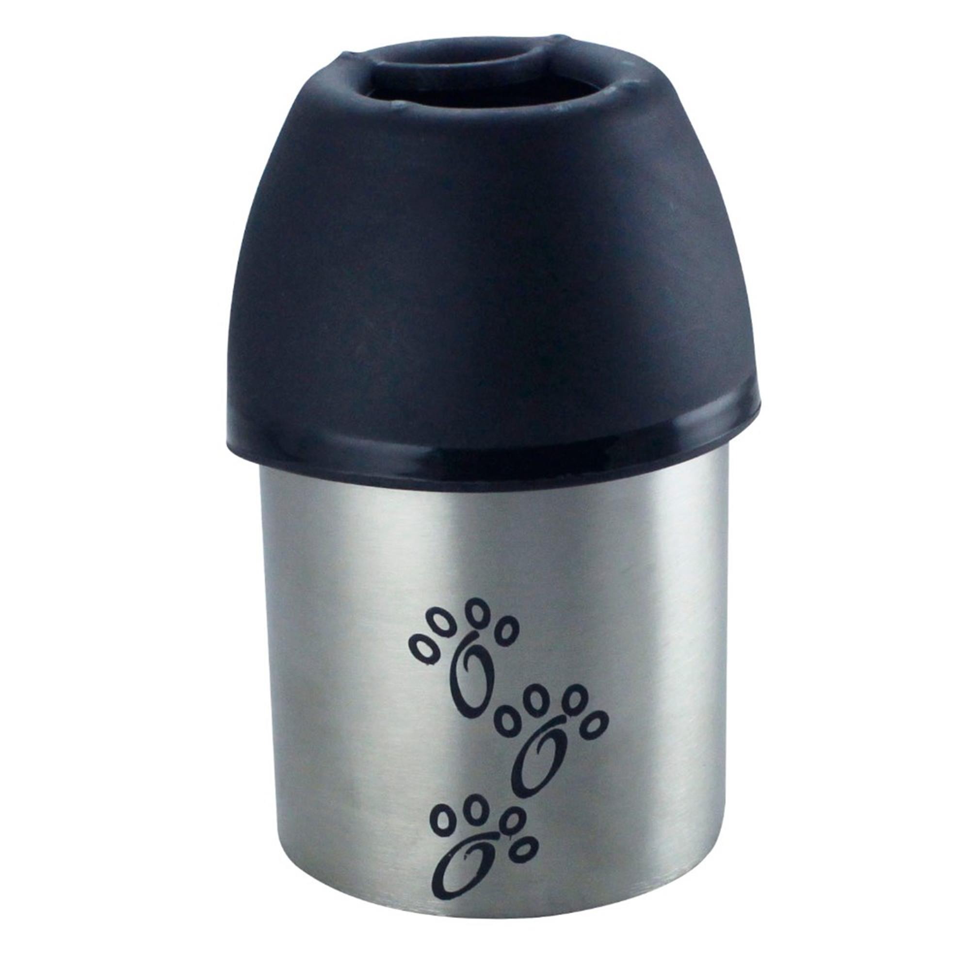 Pefilos 11.84 oz Plastic Fin Cap Pet Travel Dog Water Bottle in Stainless Steel for Small Dogs, Silver and Black S Pefilos 11.84 oz Plastic Fin Cap Pet Travel Dog Water Bottle in Stainless Steel for Small Dogs, Silver and Black S