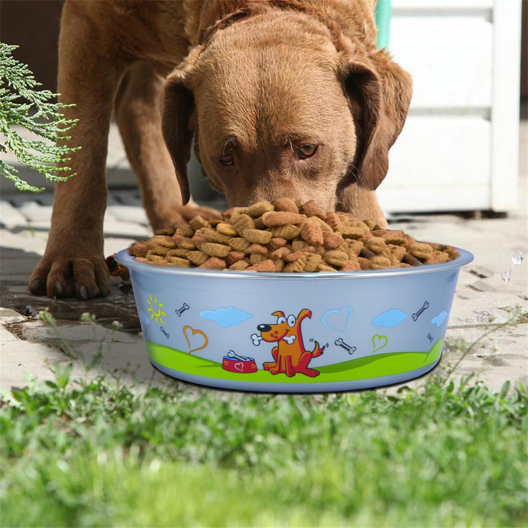 Pefilos 8.46"x2.76" Medium Lightweight Stainless Steel Dog Bowl, 54.1 OZ Food And Water Dish Pet Food Bowls, Blue