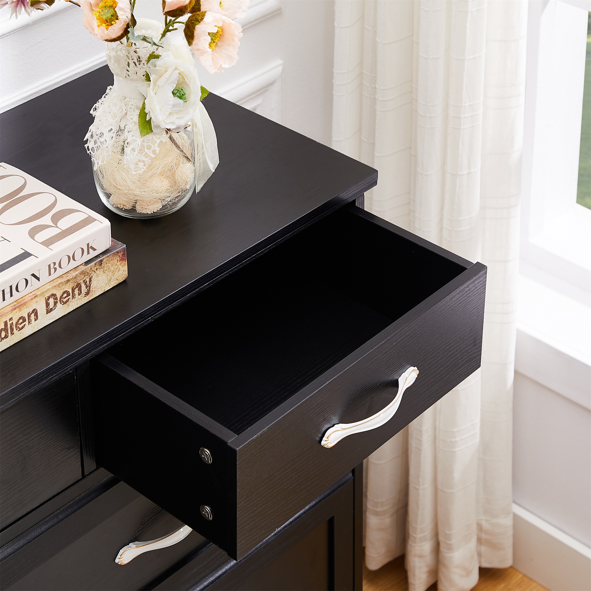 Spaco Dresser for Bedroom 9 Drawers Dresser Chest of Drawer Bedroom Furniture, Black Dresser