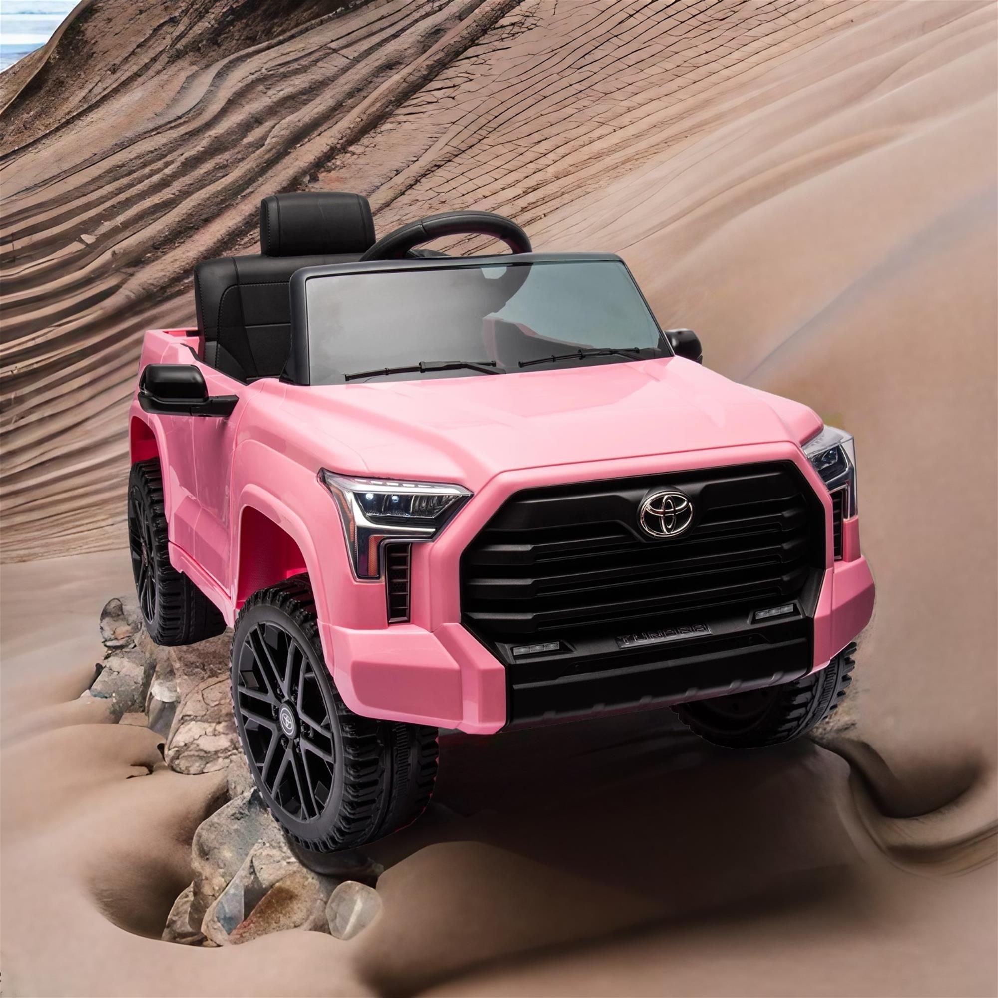 CIPACHO 12V Battery Powered Licensed Toyota Tundra Kids Ride On Truck Car Electric Vehicle Jeep with Remote Control, MP3, Pink