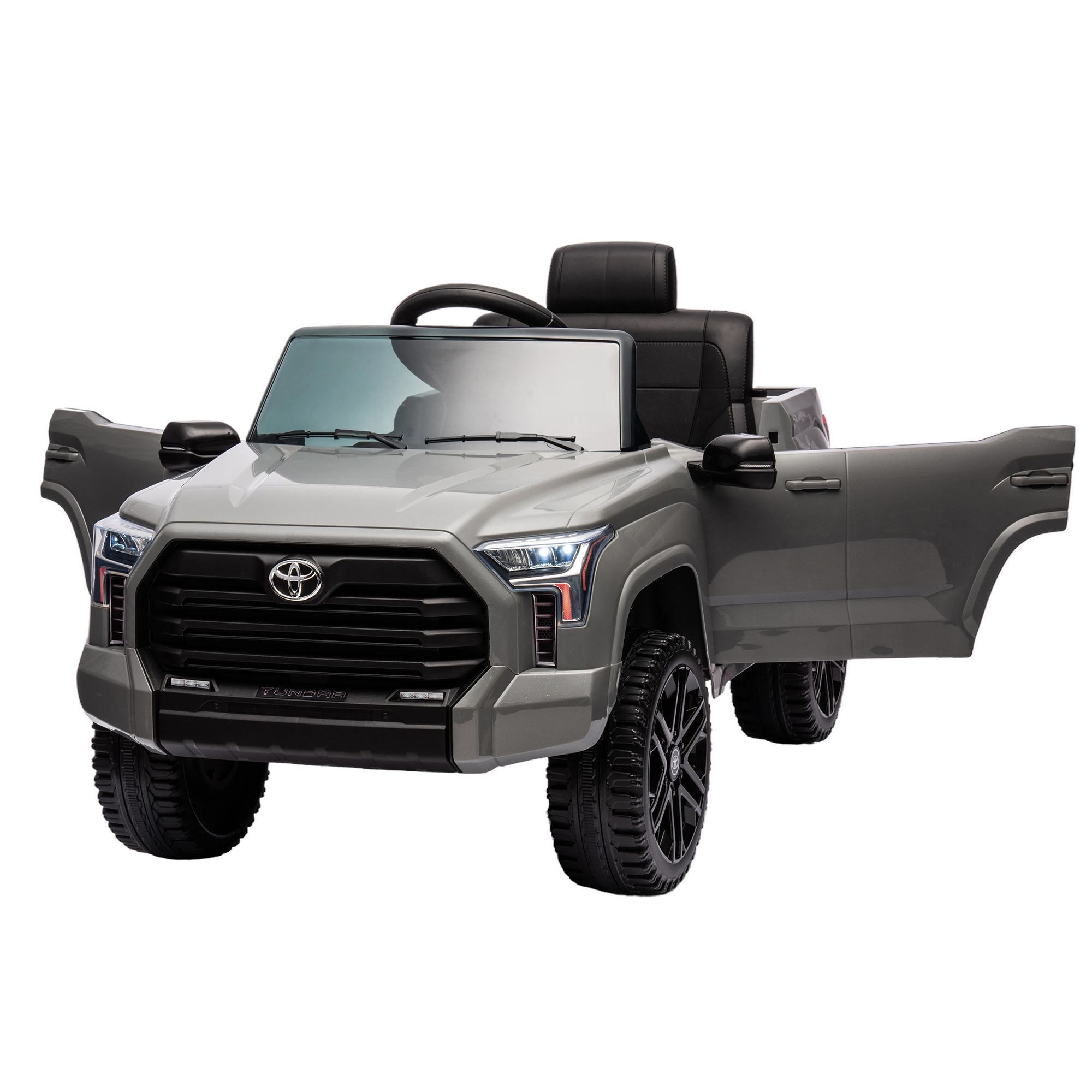 CIPACHO 12V Battery Powered Licensed Toyota Tundra Kids Ride On Truck Car Electric Vehicle Jeep with Remote Control, MP3, Gray