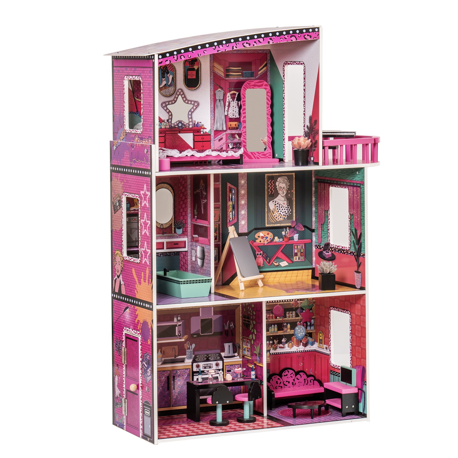 CIPACHO Dream Doll House Girl Toys, Toddler Playhouse Toy for Kids Ages 3+, Pink