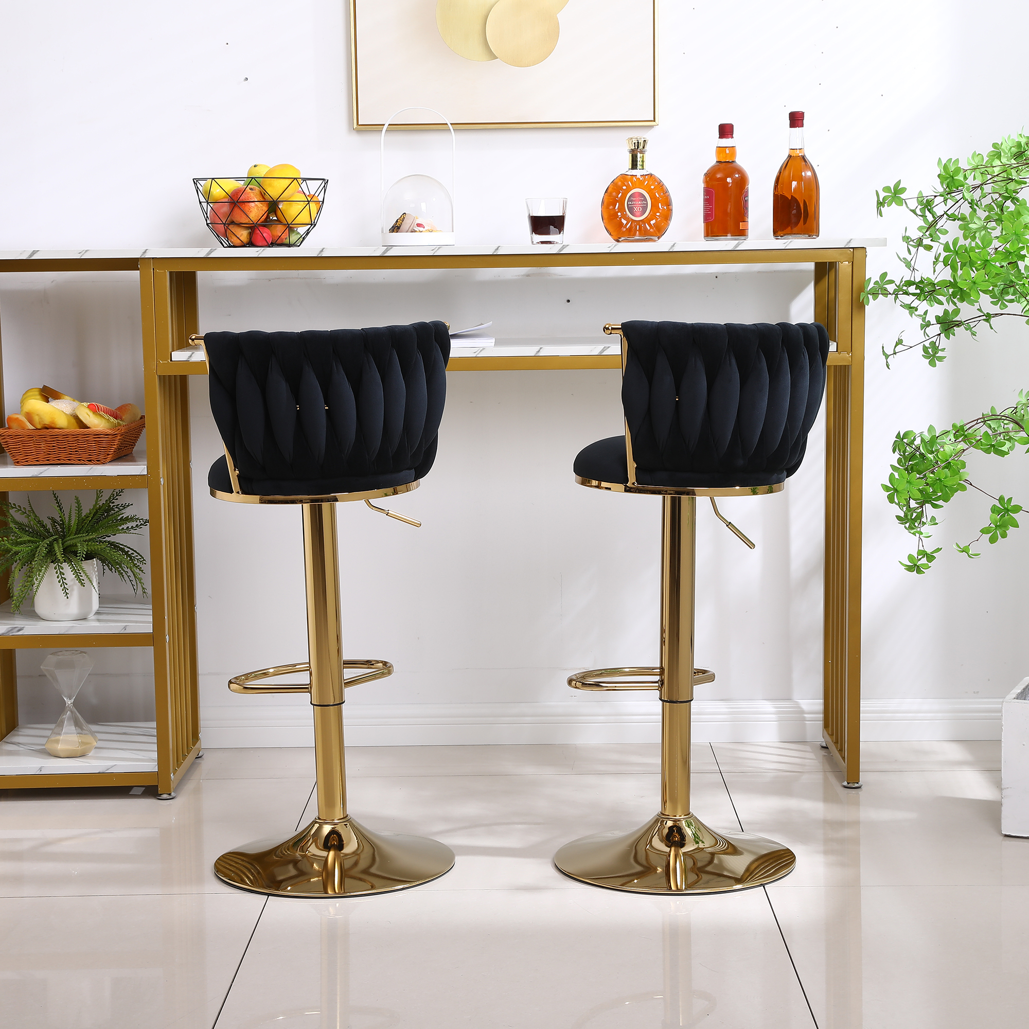 Kepooman Swivel Bar Stools Set of 2, Barstools with Back and Footrest, Counter Height Dining Chairs for Kitchen Pub, Black Kepooman Swivel Bar Stools Set of 2, Barstools with Back and Footrest, Counter Height Dining Chairs for Kitchen Pub, Black