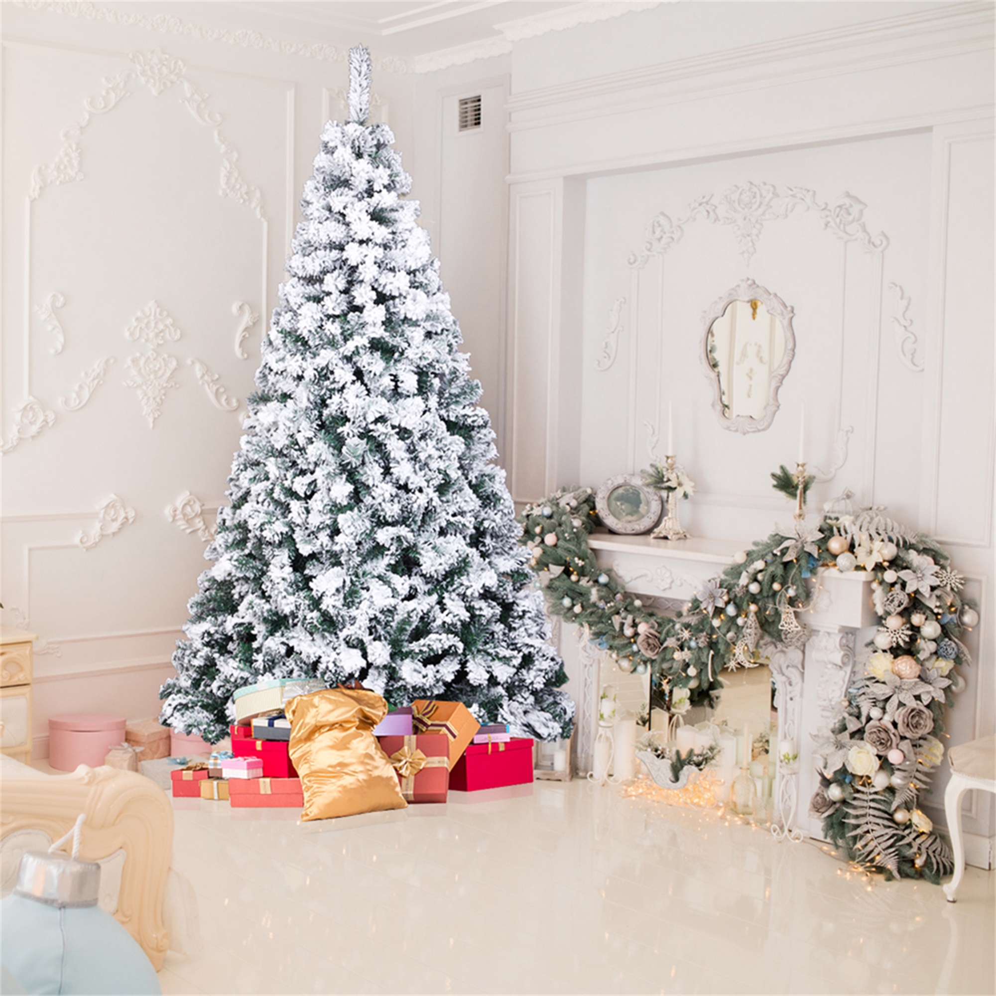 Kepooman 6FT PVC Flocking Christmas Tree, 750 Branches Xmas Tree with Stand, Artificial Christmas Tree for Party Decor, Green Kepooman 6FT PVC Flocking Christmas Tree, 750 Branches Xmas Tree with Stand, Artificial Christmas Tree for Party Decor, Green