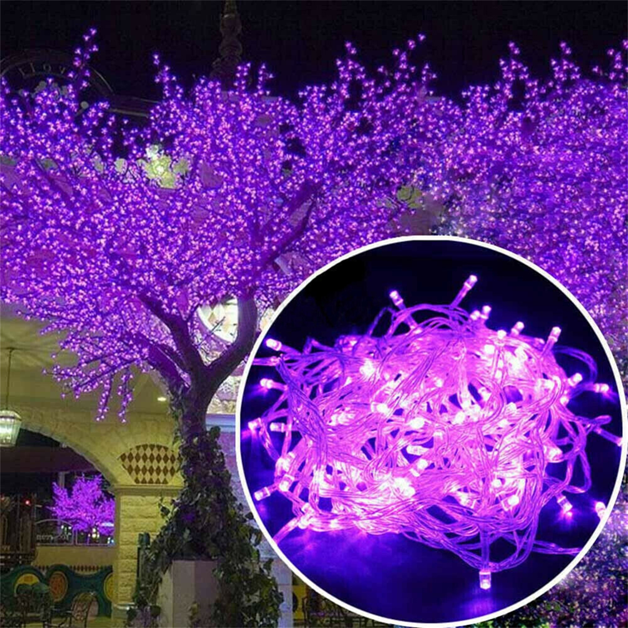 Kepooman 32FT Christmas Tree Fairy String Party Lights, 100 LED Xmas Tree Waterproof Color Lamp for Xmas Tree, Purple Kepooman 32FT Christmas Tree Fairy String Party Lights, 100 LED Xmas Tree Waterproof Color Lamp for Xmas Tree, Purple