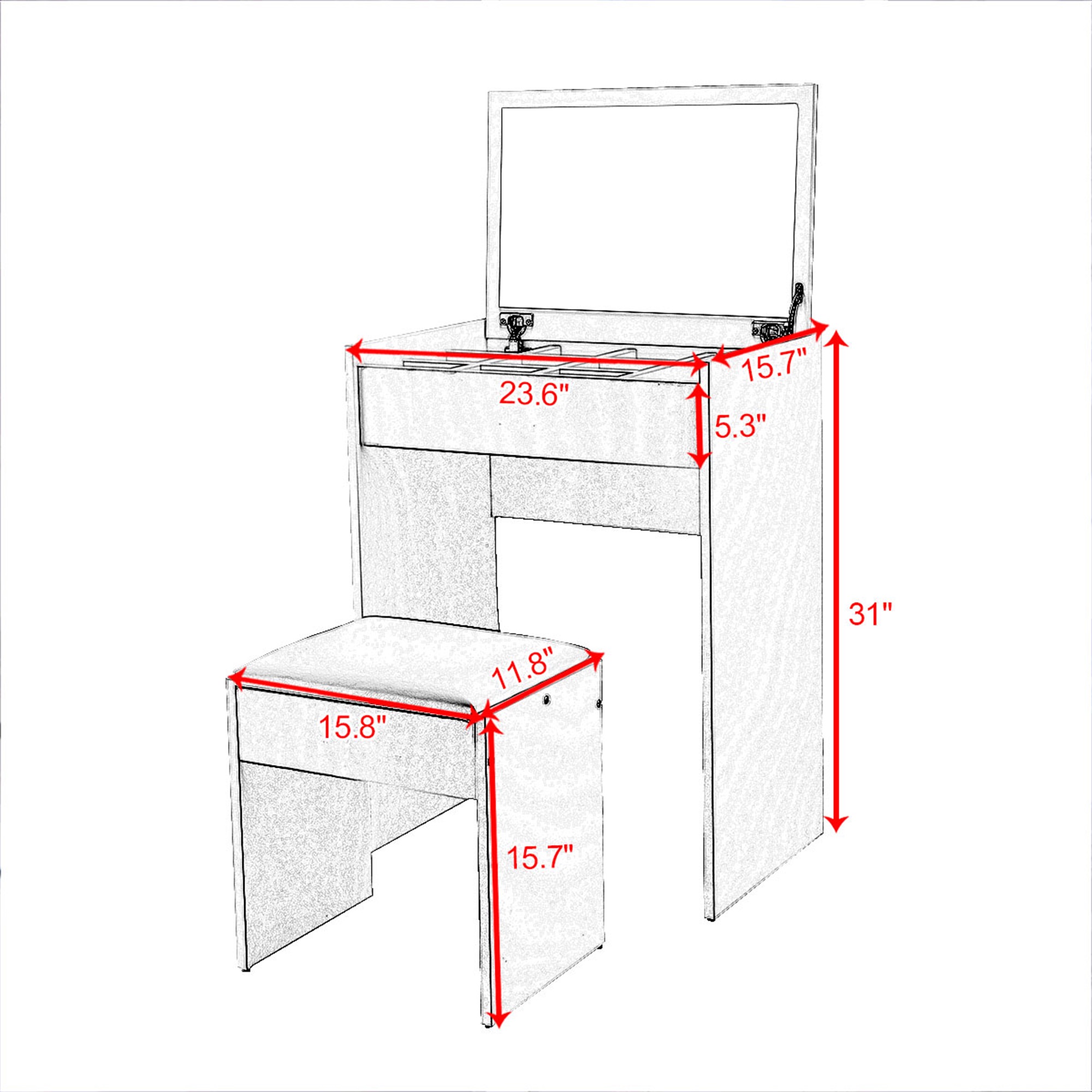 Spaco Small Makeup Vanity Desk with Mirror Makeup Vanity, Black Vanity