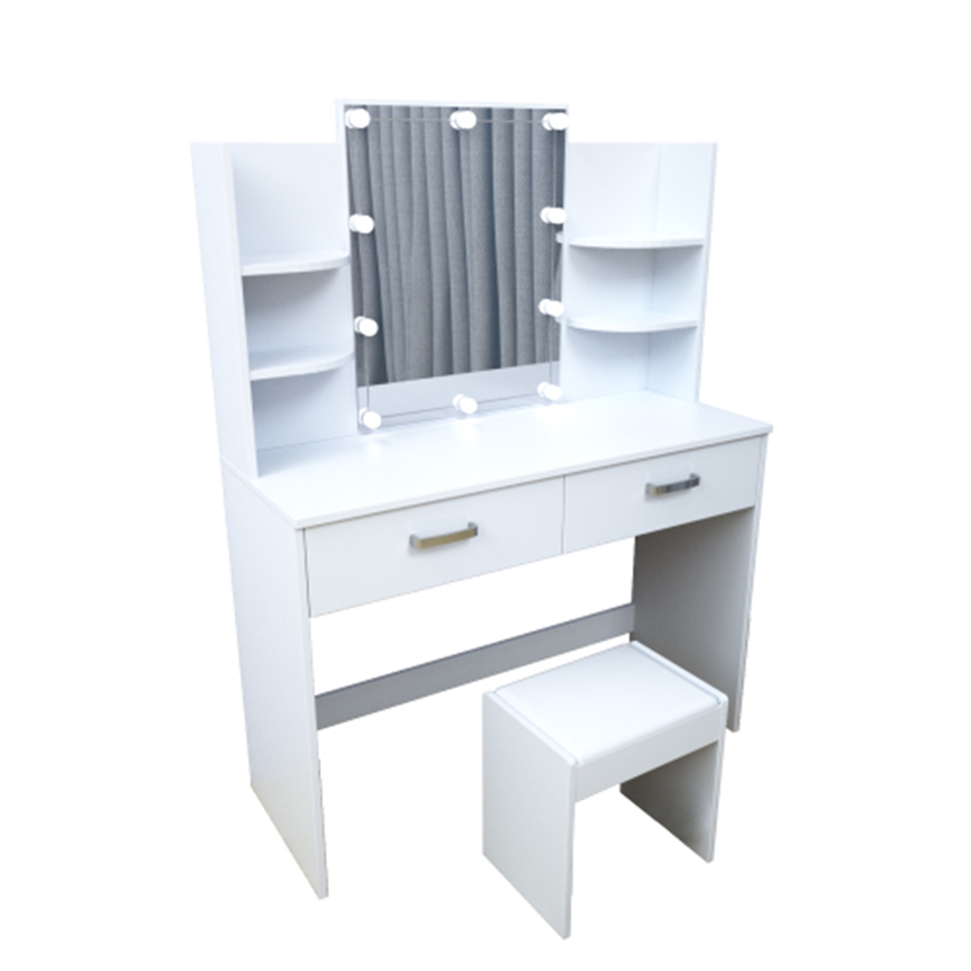 Spaco Small Makeup Vanity Desk with Mirror and Light Makeup Vanity, White Vanity