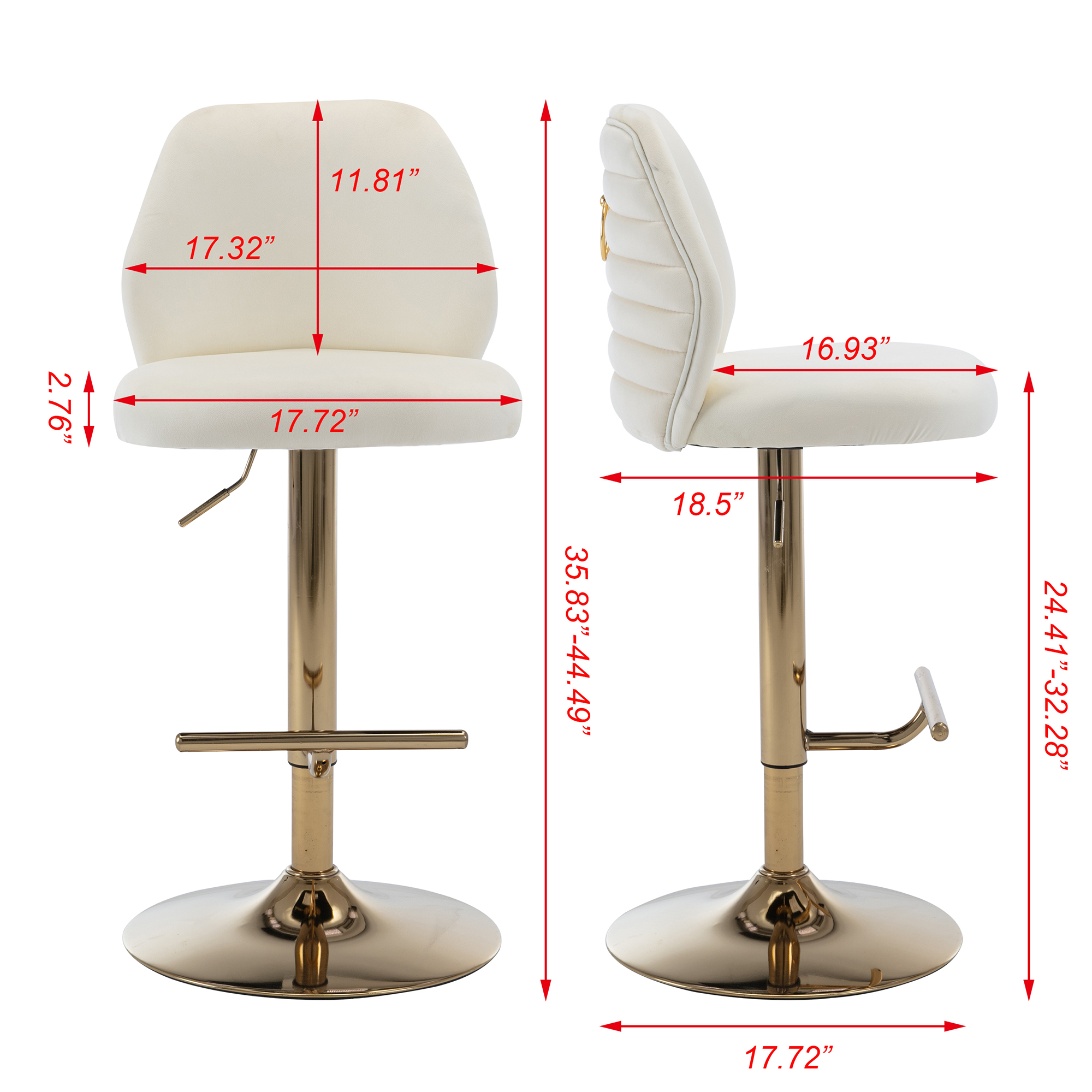 Resenkos Adjustable Swivel Bar Stools Adjustable Counter Height Bar Chairs for Kitchen Island Restaurant Pub Counter Beige